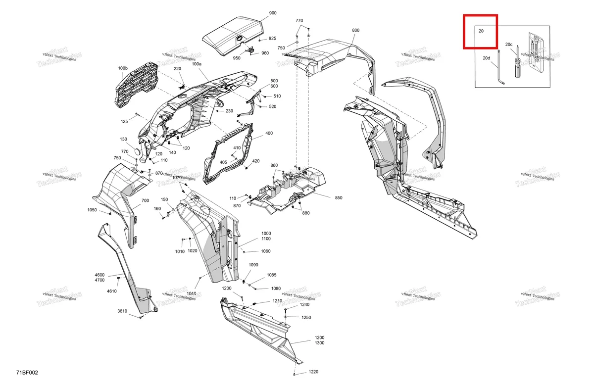 Деталь 704700182 (Tool комплект включает 20 to 20 d Can-Am Commander 1000R EFI XT (2026) (704700182)) на схеме узла 2026 Can-Am Commander MAX - 1000R EFI - XMR - 6CTD - Dark Wildland Camo - 64