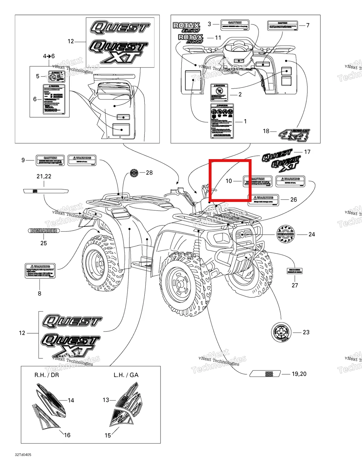 Деталь 704900037 на схеме узла 2004 Can-Am Quest STD Frame And Body