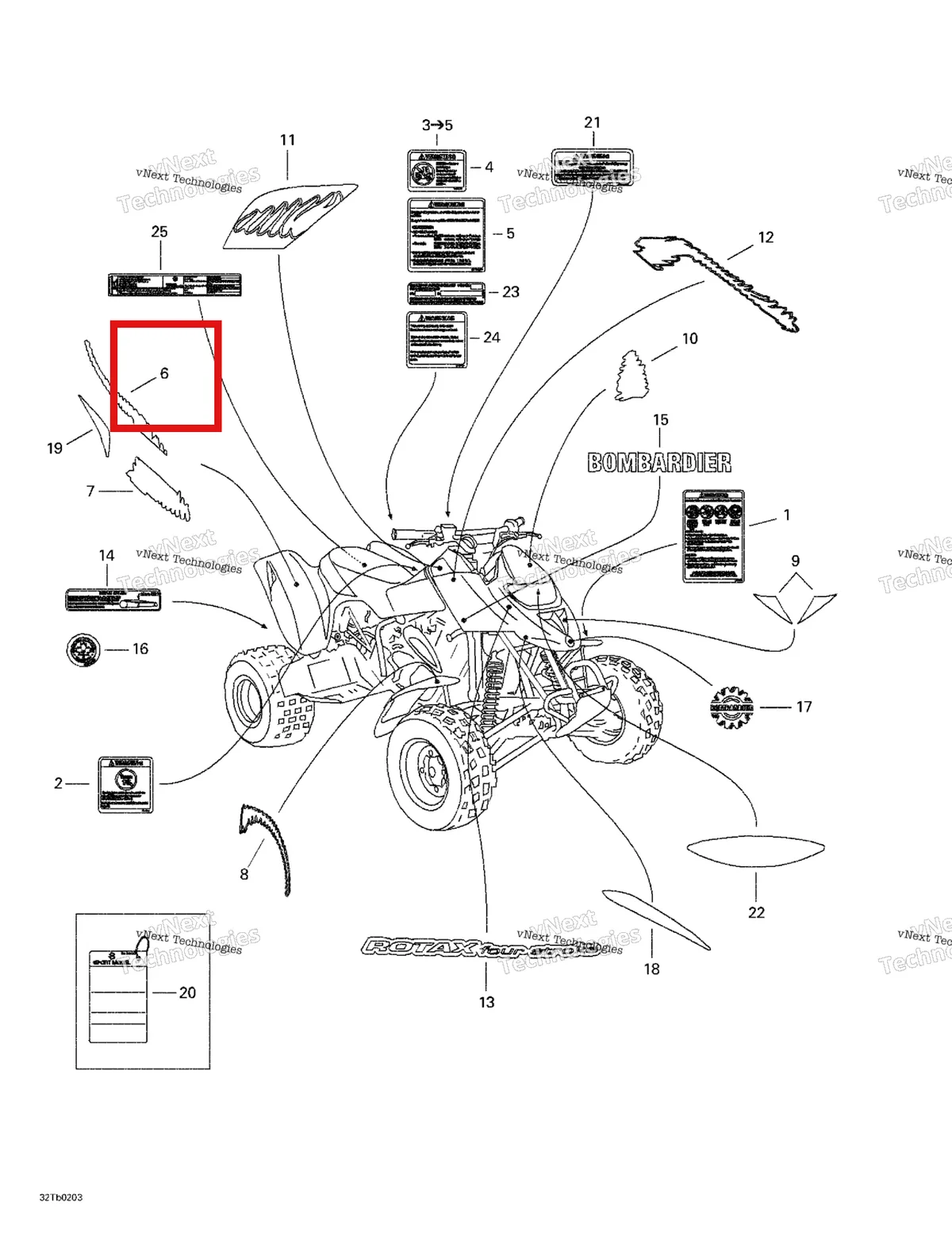 Деталь 704900042 на схеме узла 2002 Can-Am DS 650 Decals
