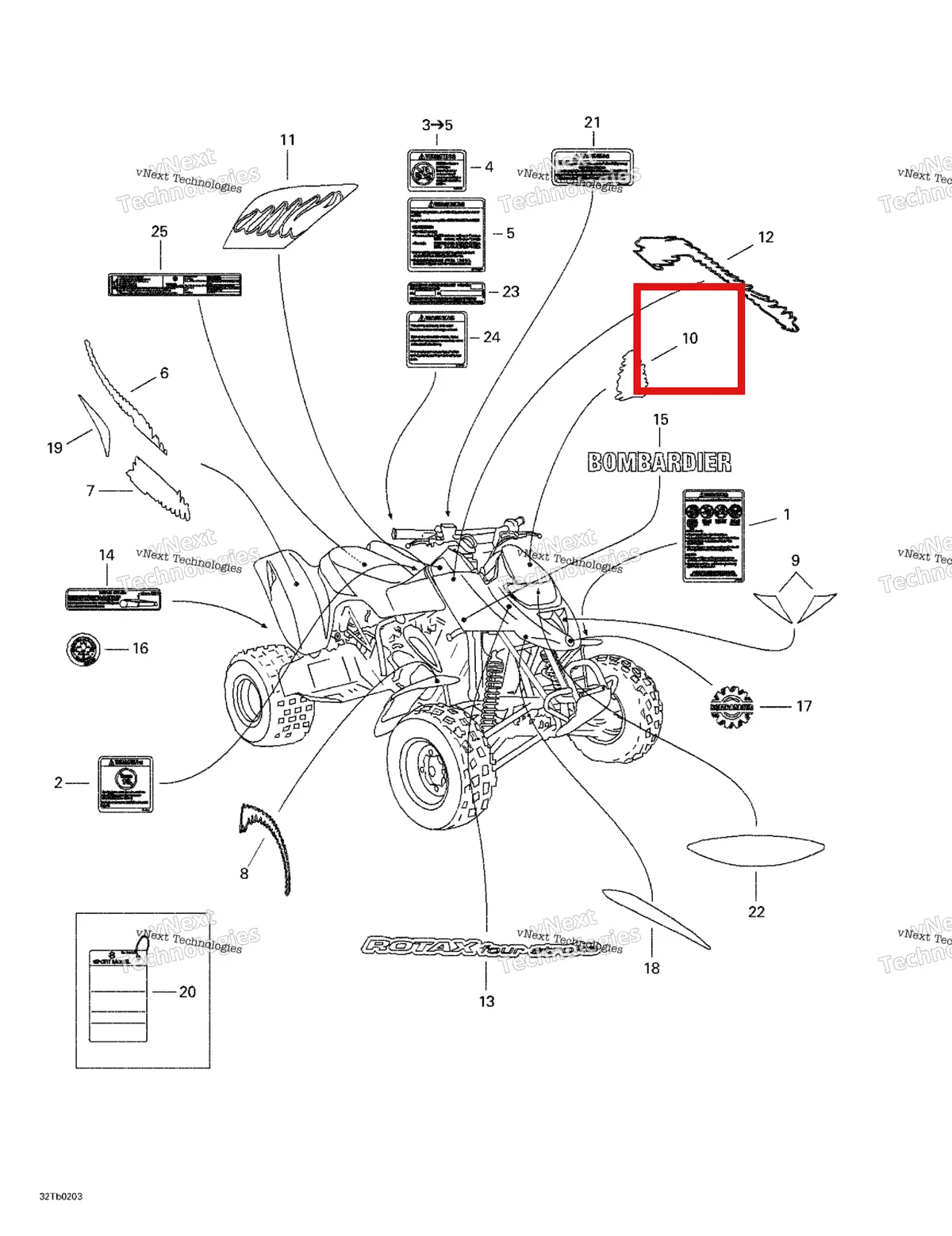 Деталь 704900048 на схеме узла 2002 Can-Am DS 650 Decals