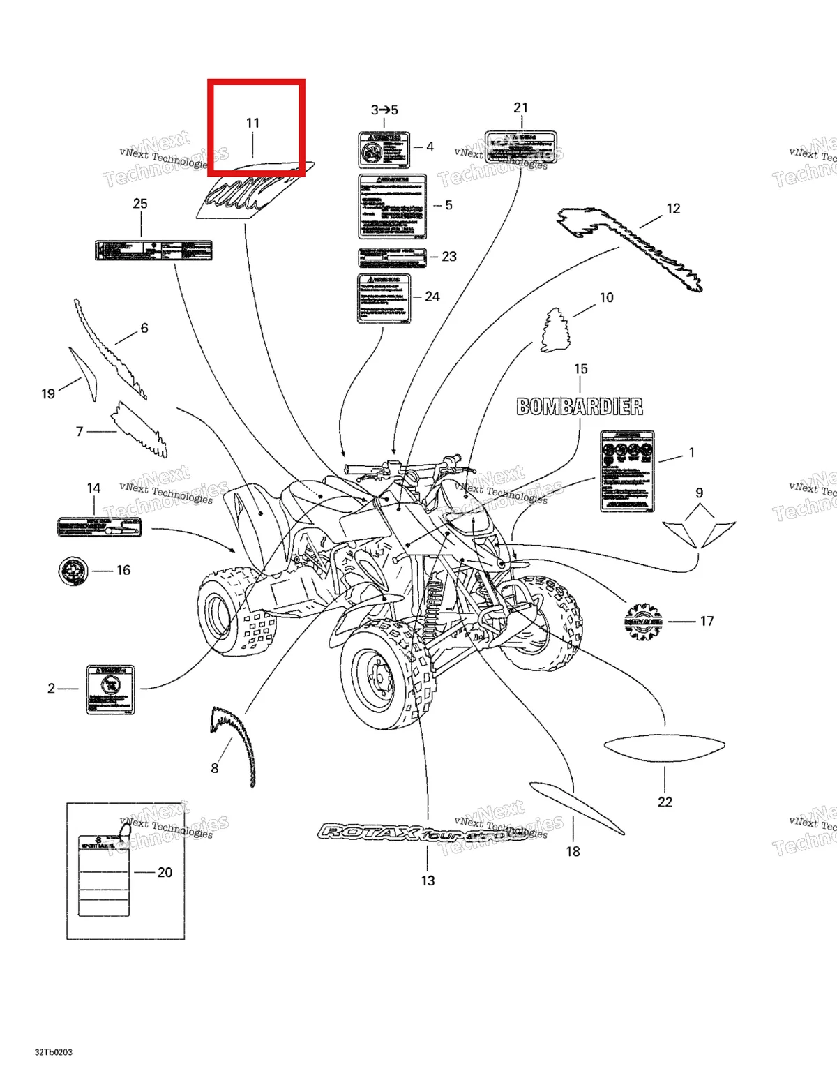 Деталь 704900050 на схеме узла 2002 Can-Am DS 650 Decals