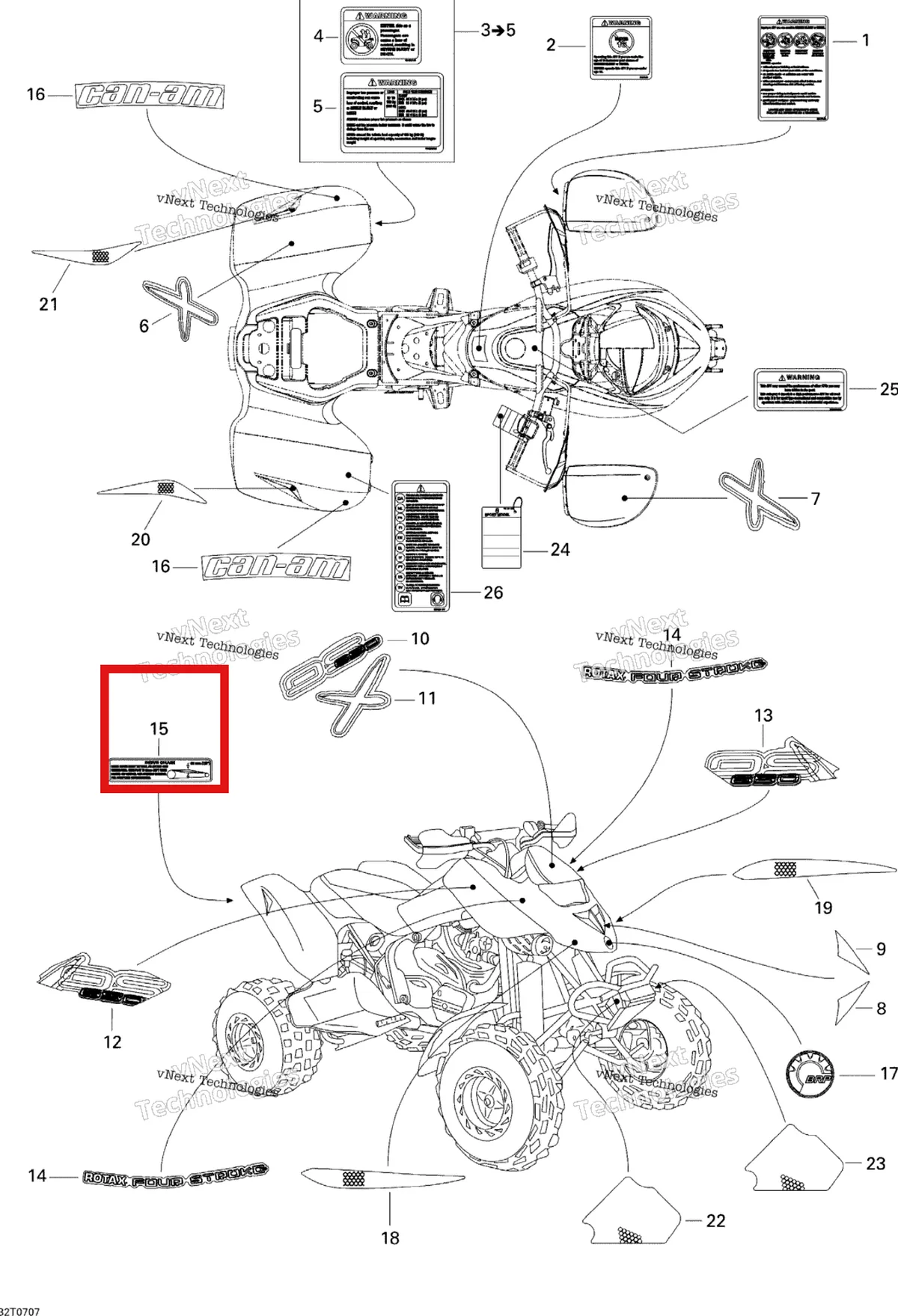 Деталь 704900055 на схеме узла 2007 Can-Am DS 650 X Decals