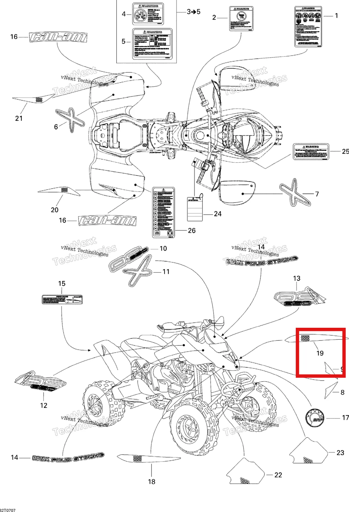 Деталь 704900058 на схеме узла 2007 Can-Am DS 650 X Decals