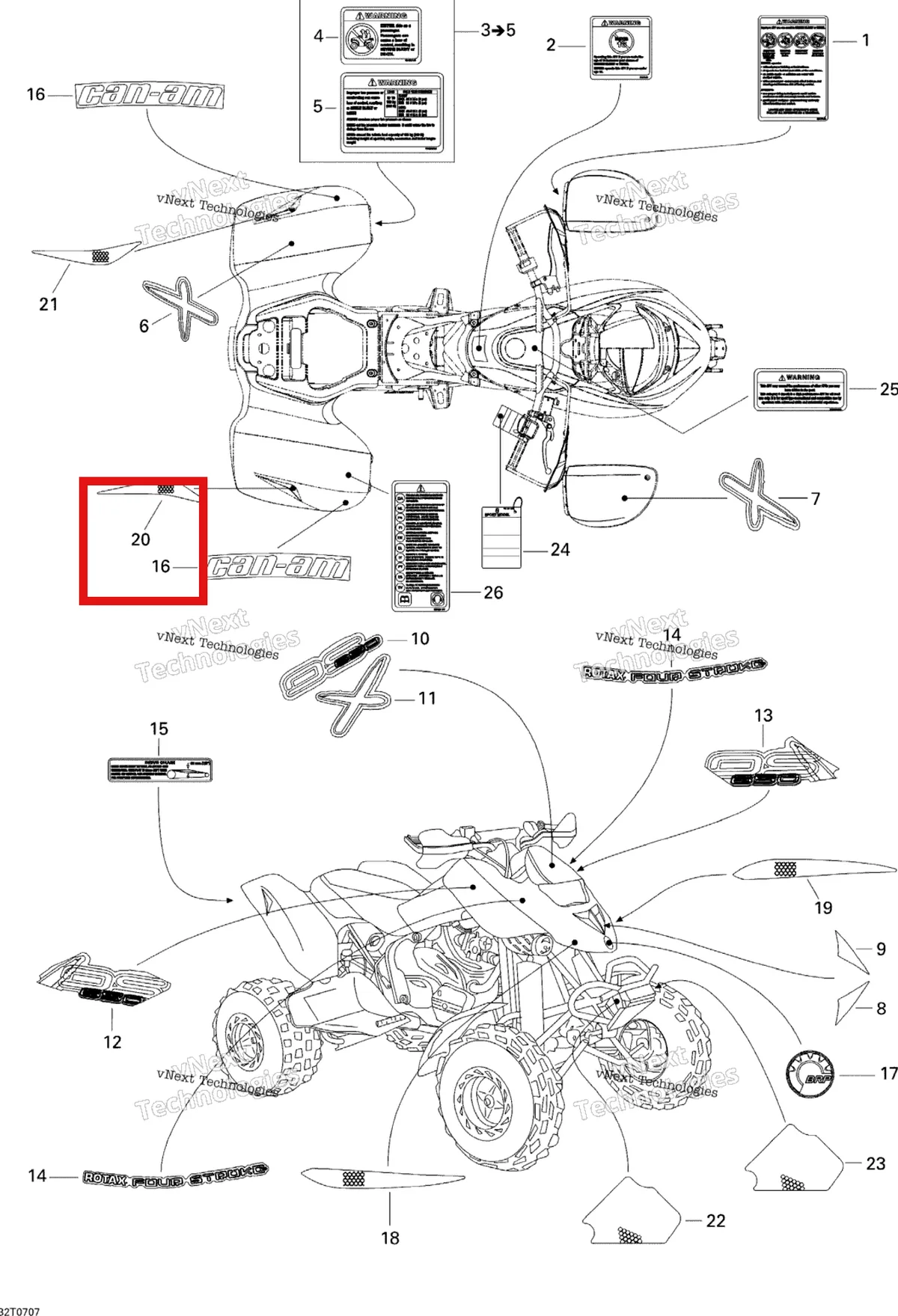 Деталь 704900059 на схеме узла 2007 Can-Am DS 650 X Decals