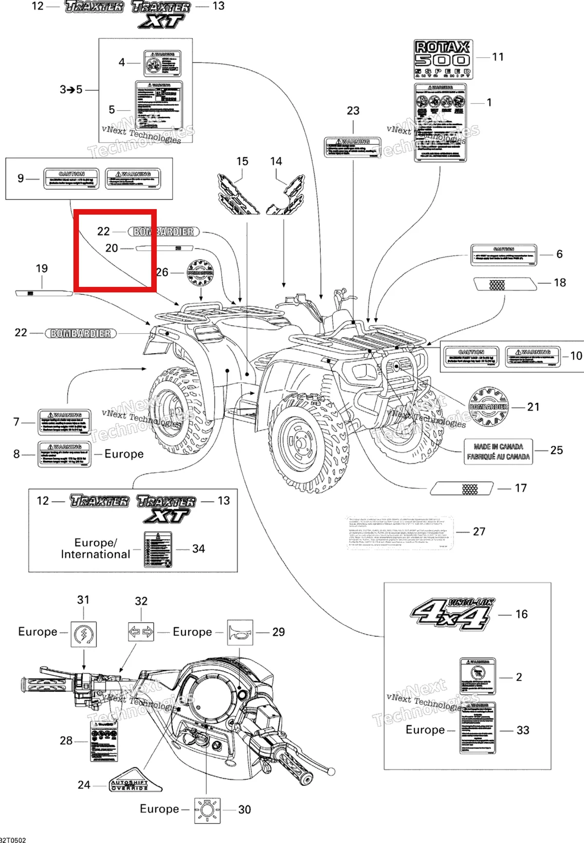 Деталь 704900086 на схеме узла 2005 Can-Am Traxter 5 Speed Decals