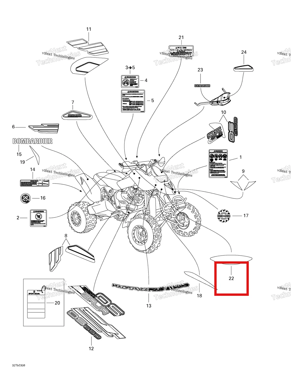 Деталь 704900090 на схеме узла 2003 Can-Am DS 650 Baja Decals