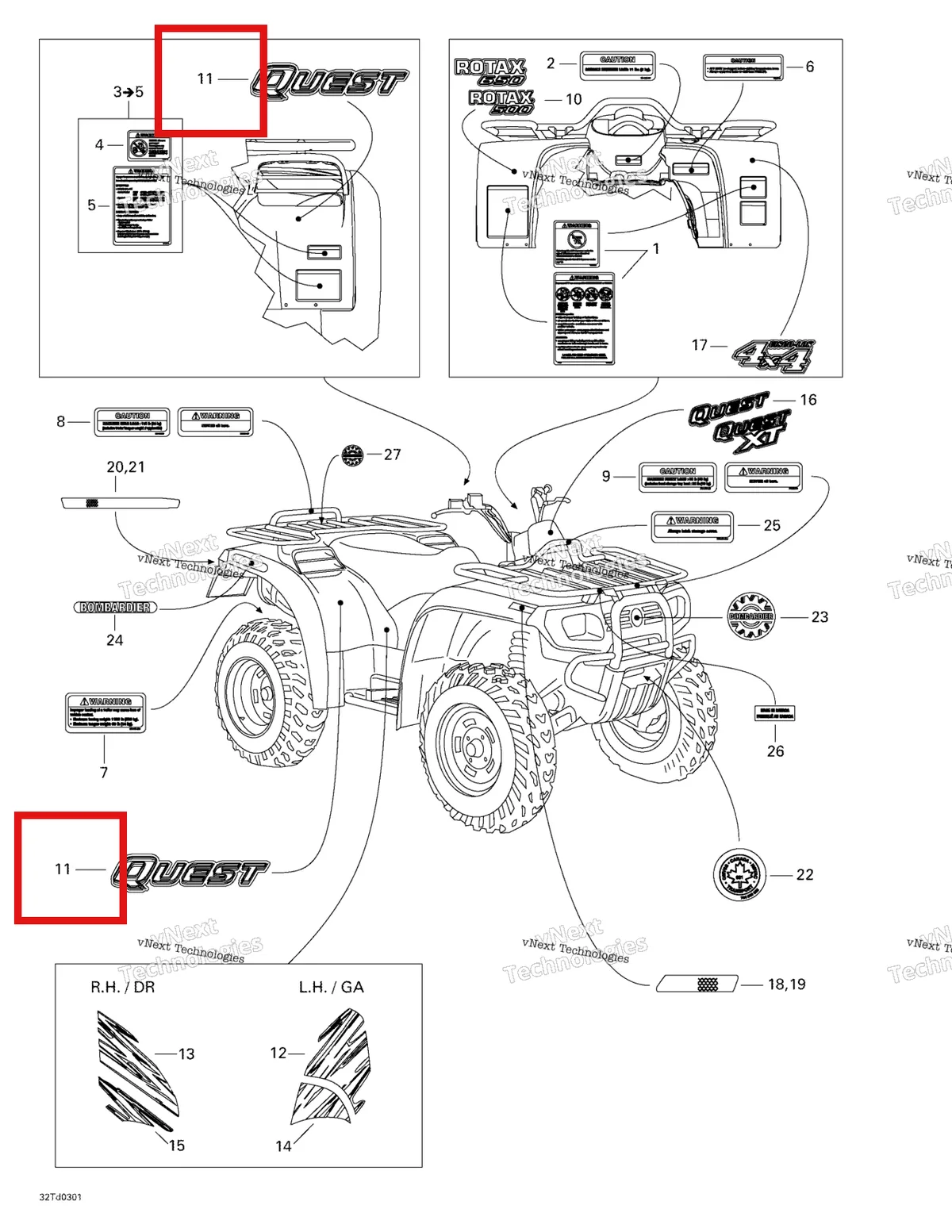 Деталь 704900163 на схеме узла 2003 Can-Am Quest 500 Decals