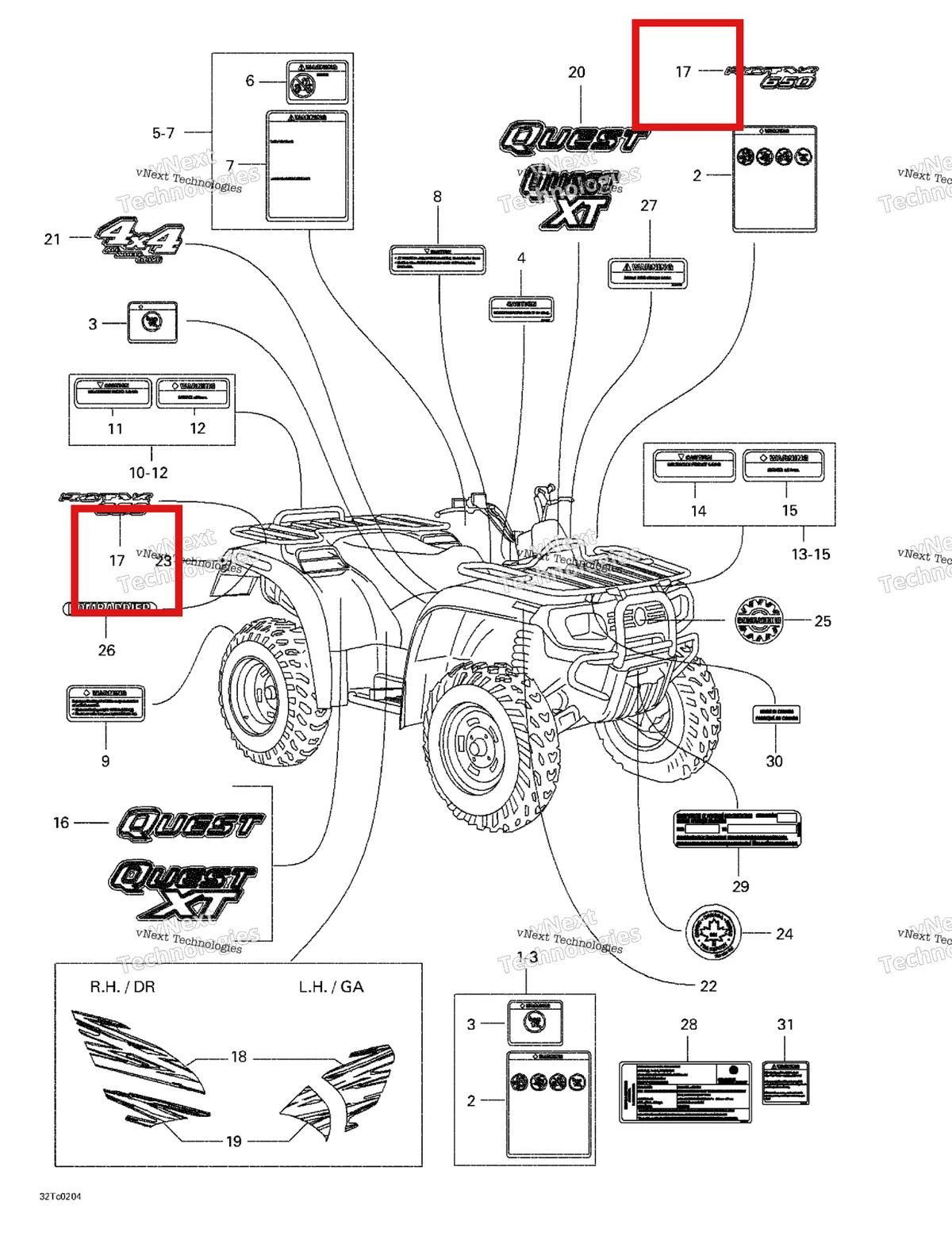 Деталь 704900165 на схеме узла 2002 Can-Am Quest Decals