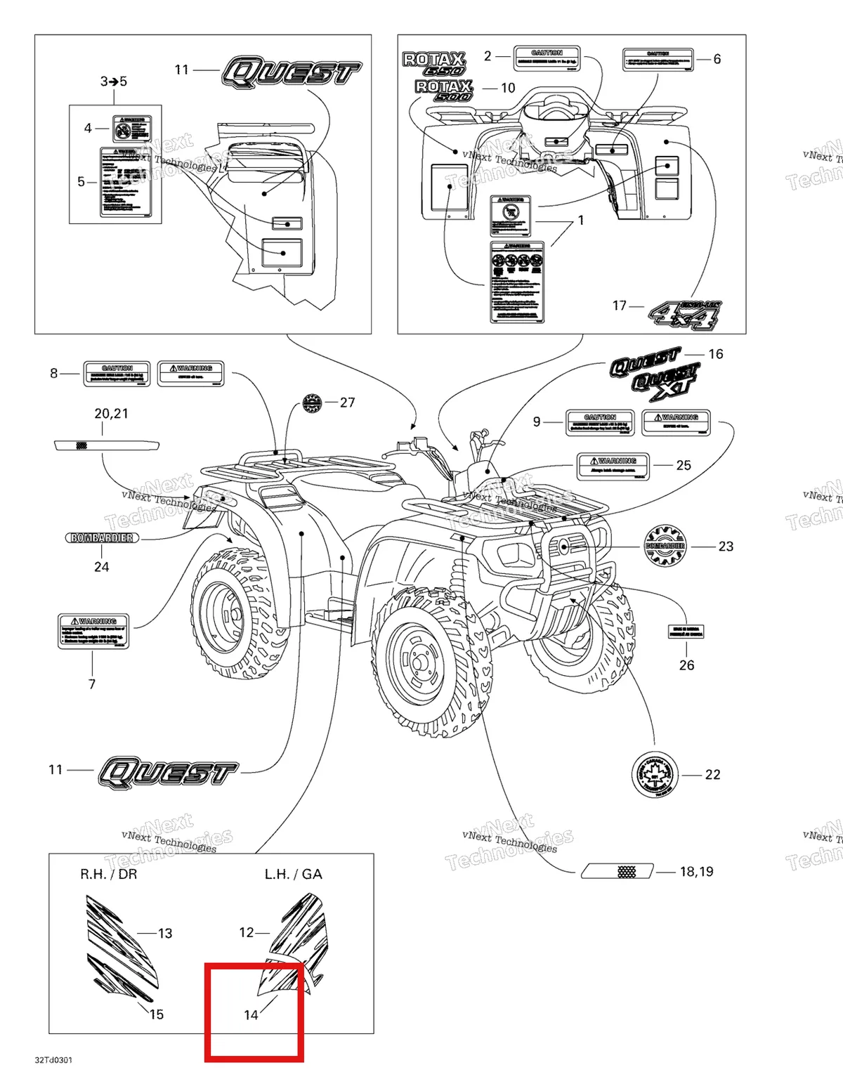 Деталь 704900169 на схеме узла 2003 Can-Am Quest 500 Decals