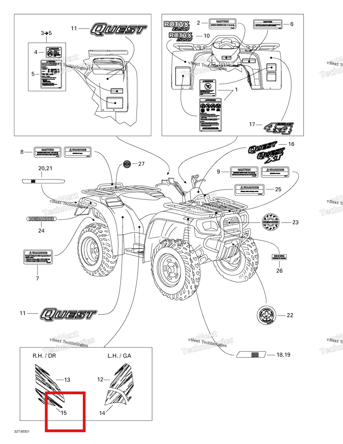 Деталь 704900171 на схеме узла 2003 Can-Am Quest 500 Decals