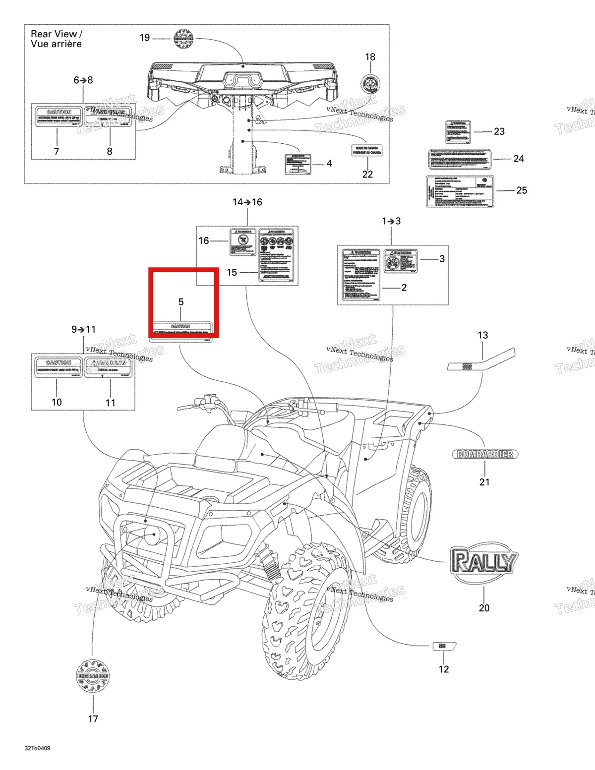 Деталь 704900218 на схеме узла 2004 Can-Am Rally 175 Decals