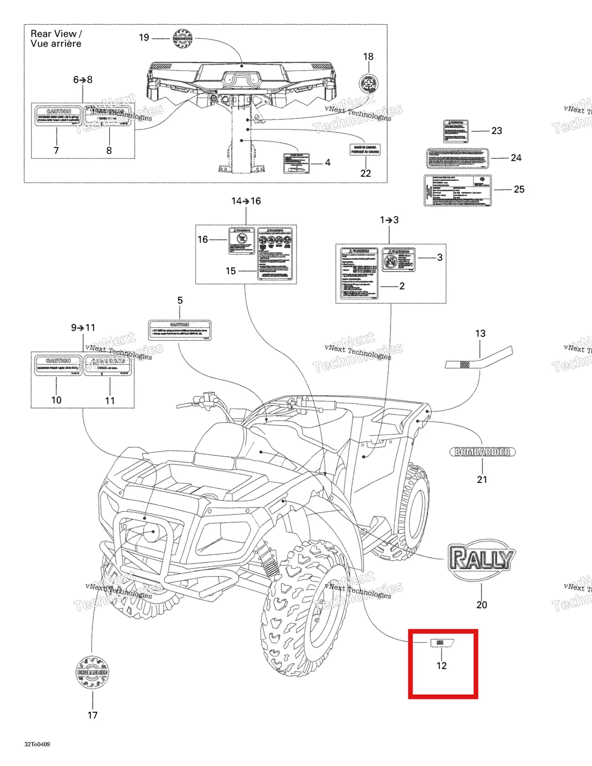 Деталь 704900224 на схеме узла 2004 Can-Am Rally 175 Decals