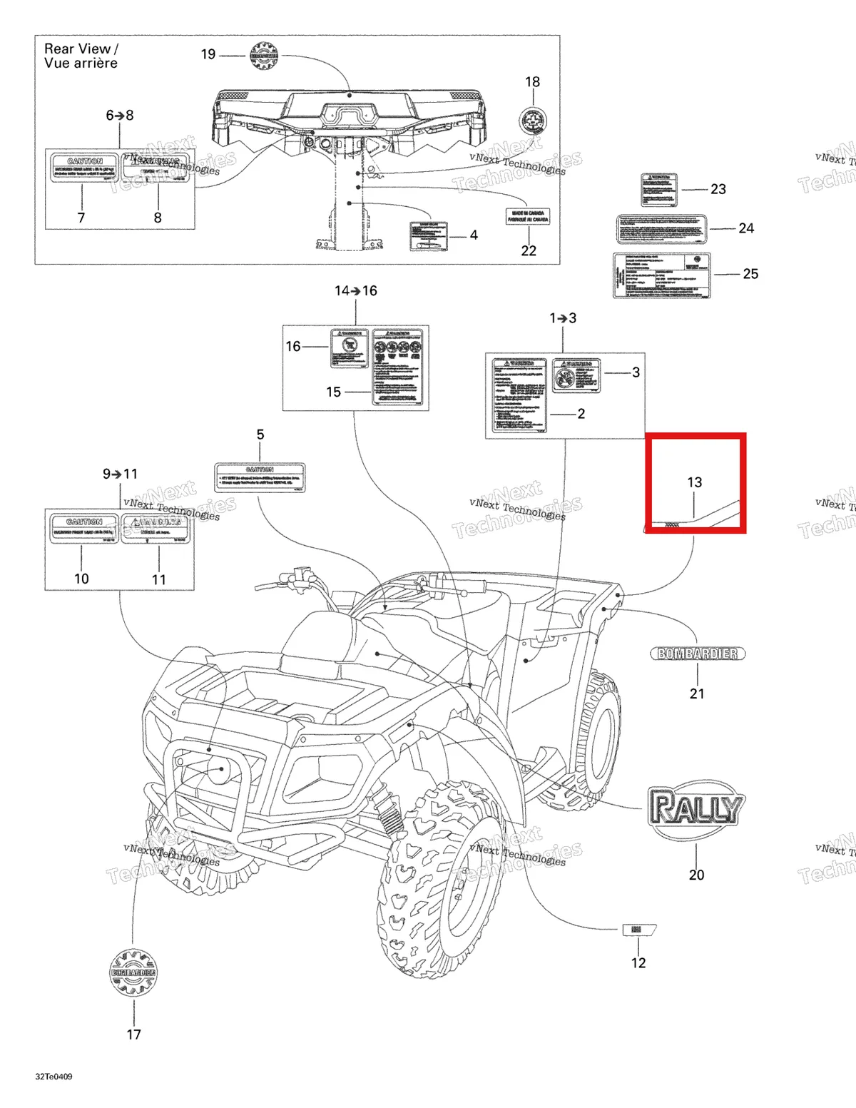 Деталь 704900226 на схеме узла 2004 Can-Am Rally 175 Decals