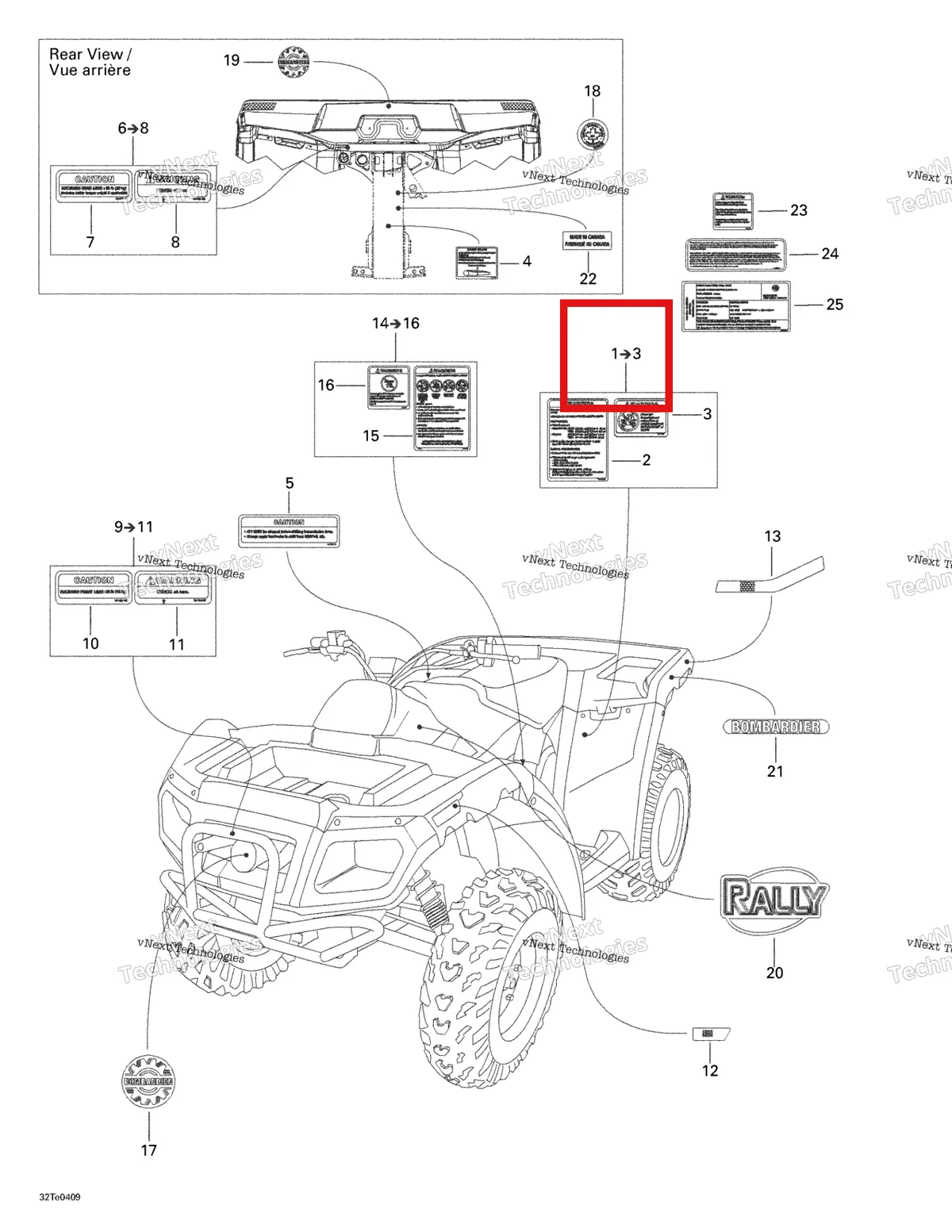 Деталь 704900228 на схеме узла 2004 Can-Am Rally 175 Decals
