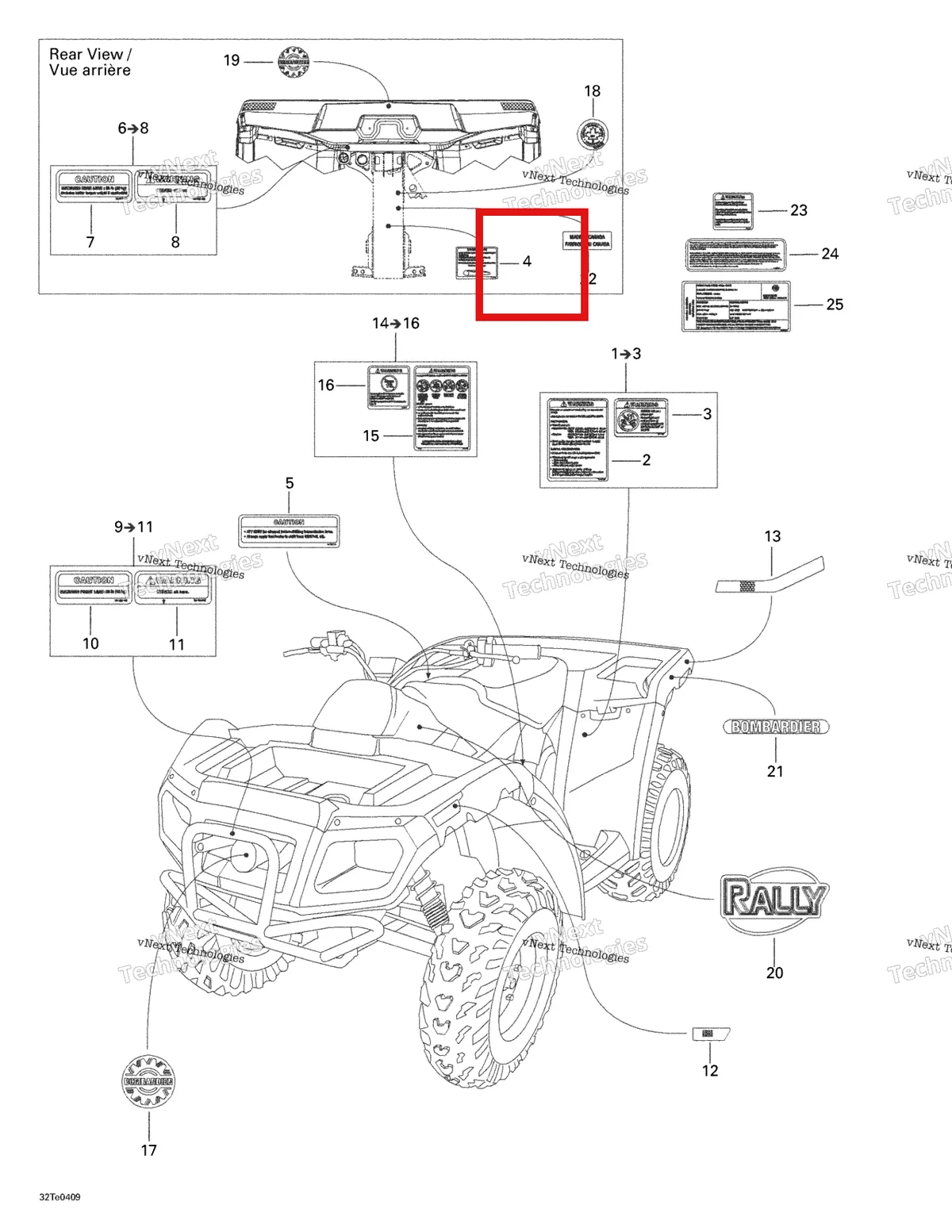 Деталь 704900230 на схеме узла 2004 Can-Am Rally 175 Decals