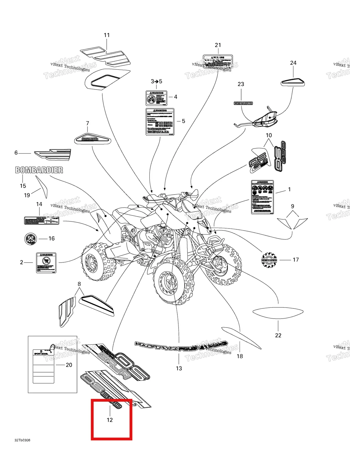Деталь 704900234 на схеме узла 2003 Can-Am DS 650 Baja Decals