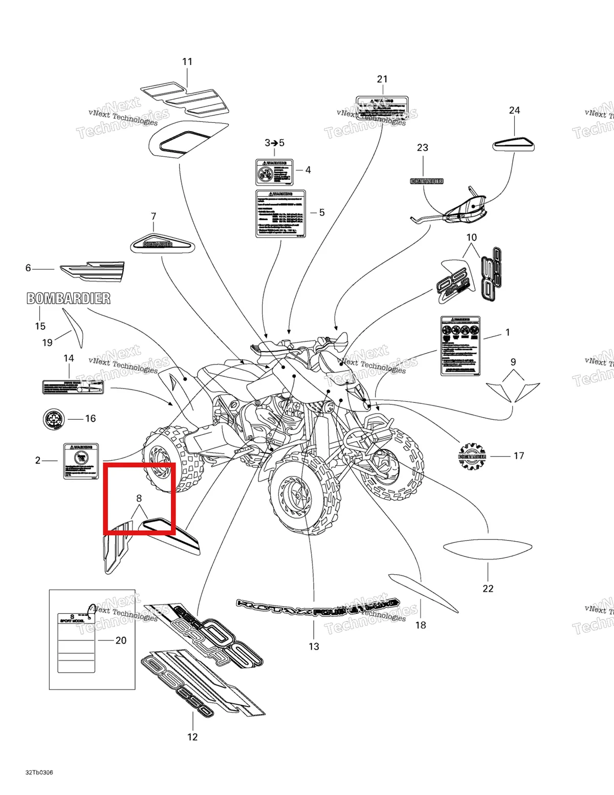 Деталь 704900241 на схеме узла 2003 Can-Am DS 650 Baja Decals
