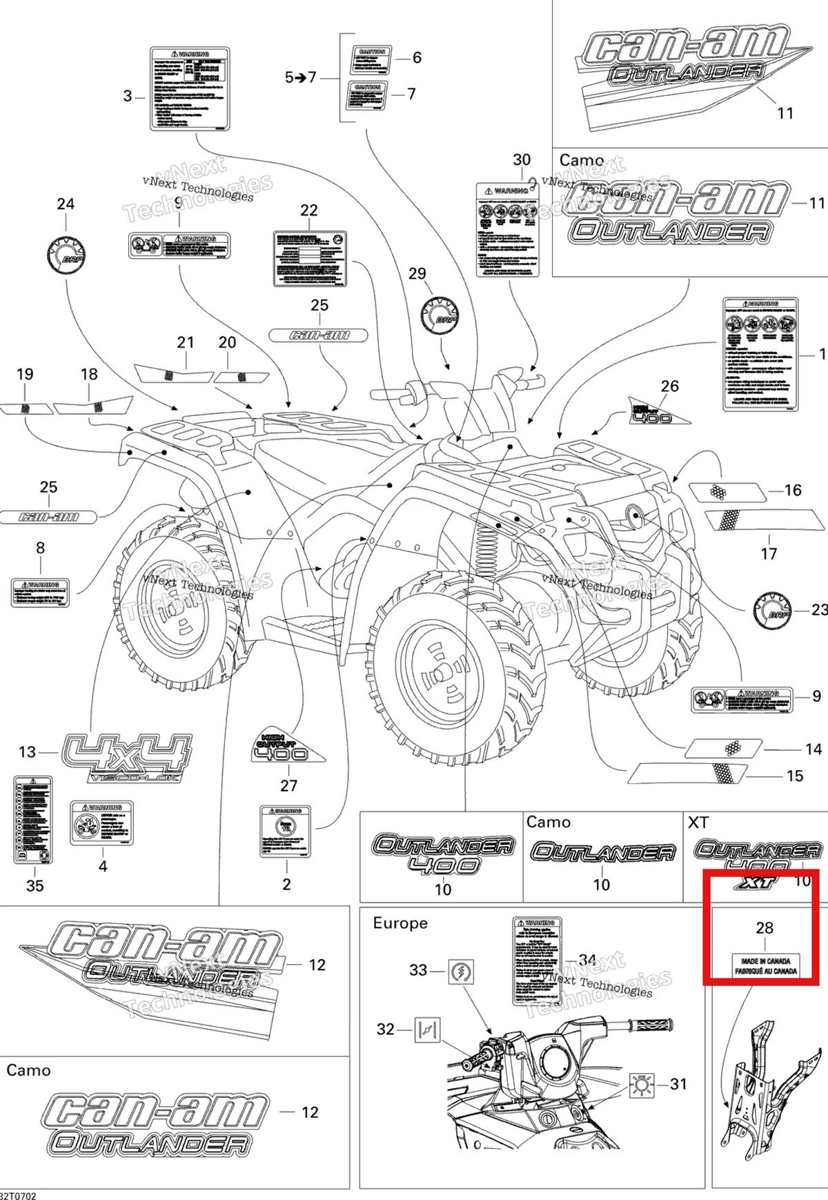 Деталь 704900267 на схеме узла 2007 Can-Am Outlander 400 STD 4 X 4 Decals Std