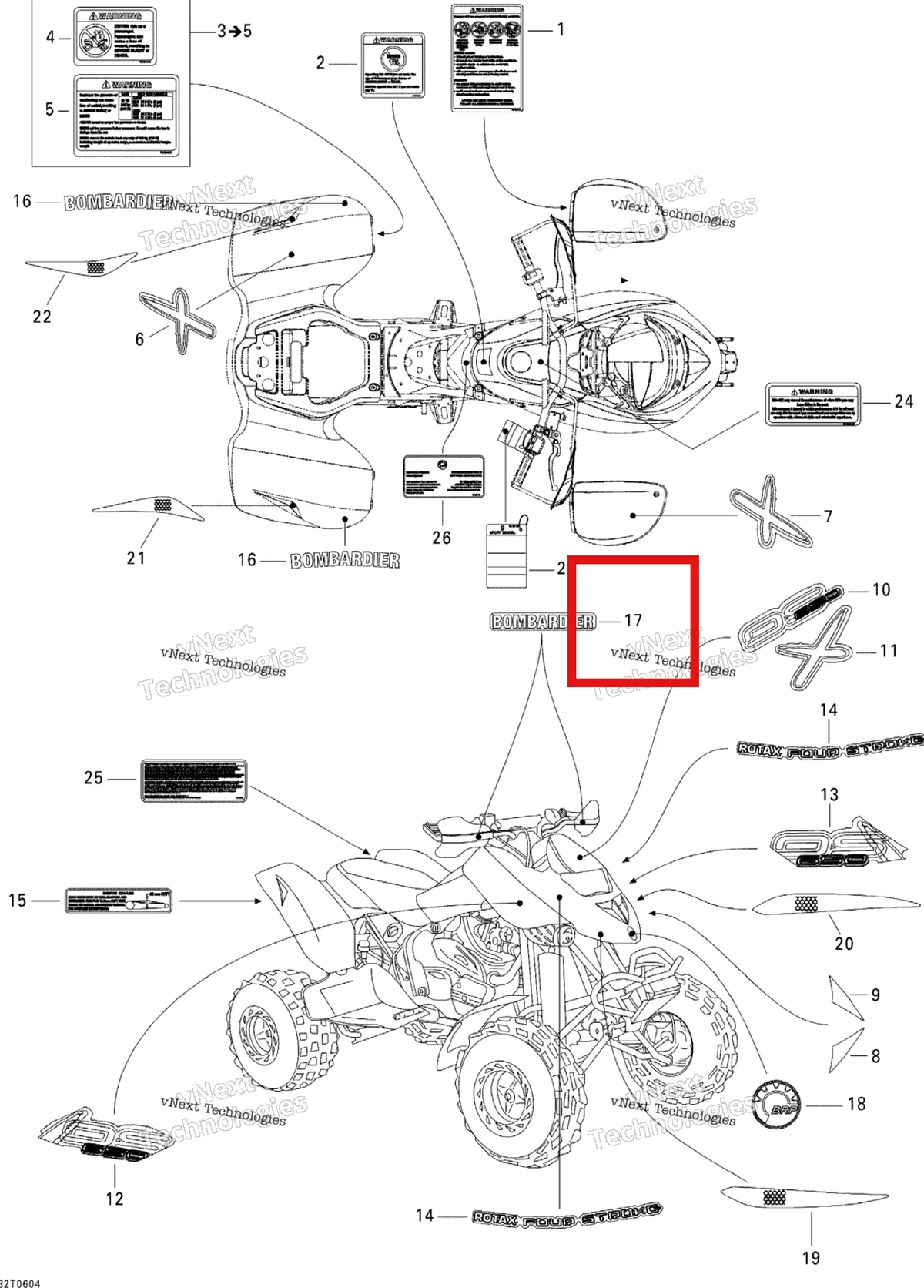 Деталь 704900269 на схеме узла 2006 Can-Am DS 650 X Decals