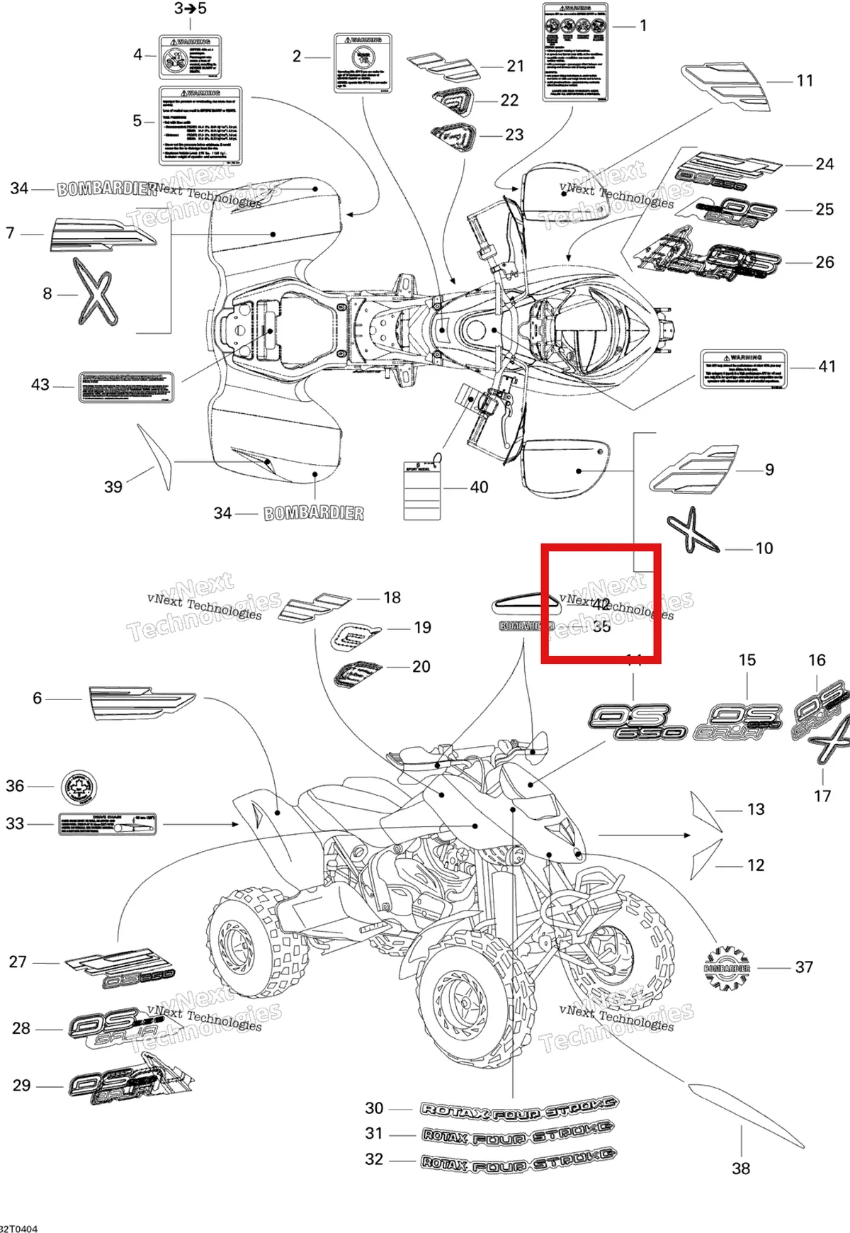 Деталь 704900272 на схеме узла 2004 Can-Am DS 650/DS 650 Baja/X Decals