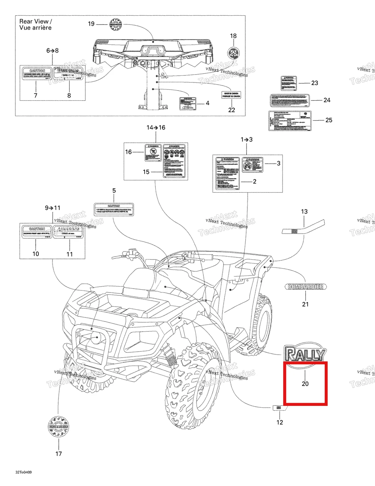 Деталь 704900282 на схеме узла 2004 Can-Am Rally 175 Decals
