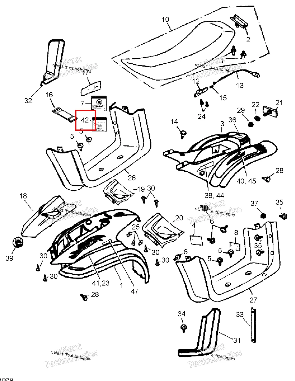 Деталь 704900293 на схеме узла 2007 Can-Am Mini DS 90 4-strokes Body And Accessories
