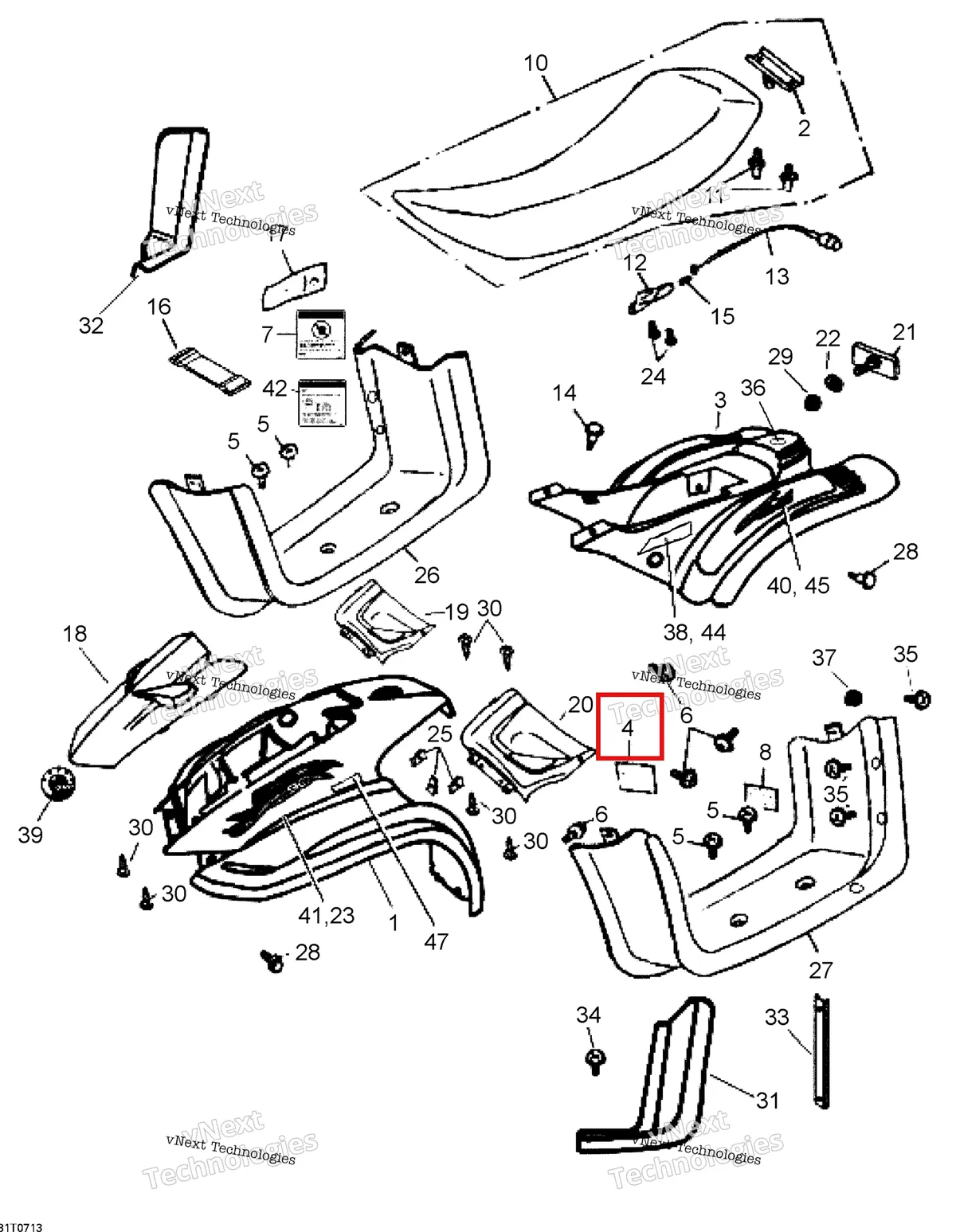 Деталь 704900302 на схеме узла 2007 Can-Am Mini DS 90 4-strokes Body And Accessories