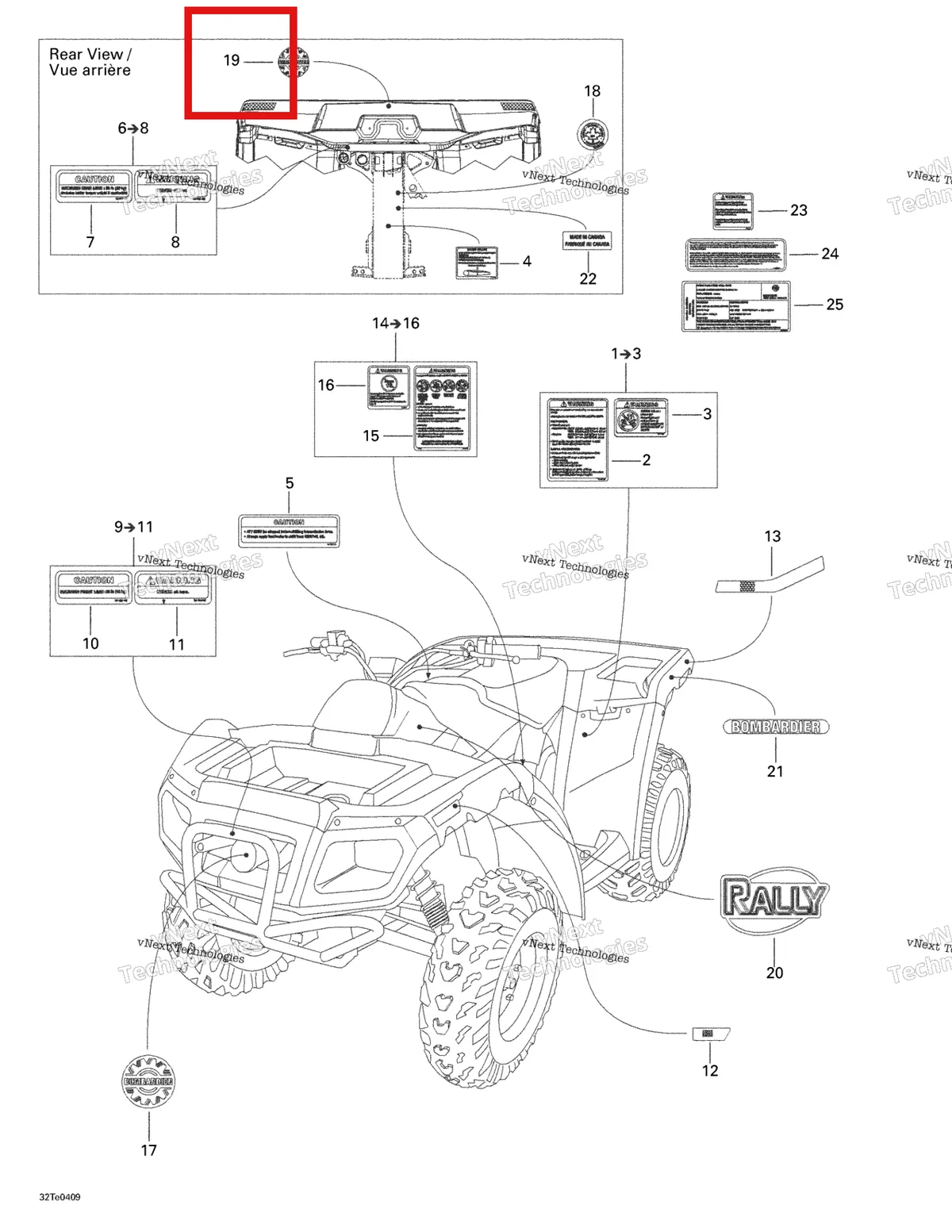 Деталь 704900304 на схеме узла 2004 Can-Am Rally 175 Decals