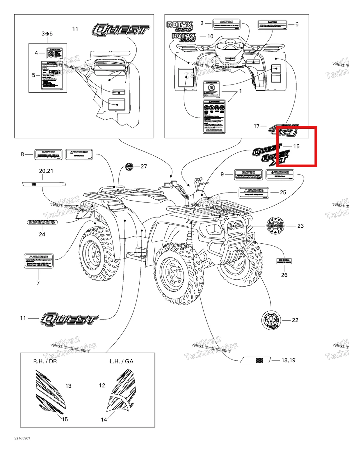 Деталь 704900359 на схеме узла 2003 Can-Am Quest 500 Decals