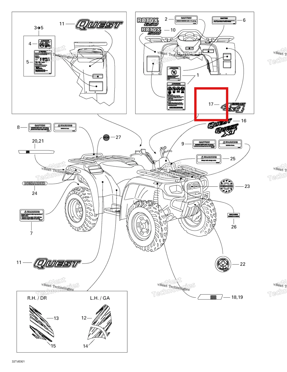 Деталь 704900360 на схеме узла 2003 Can-Am Quest 500 Decals