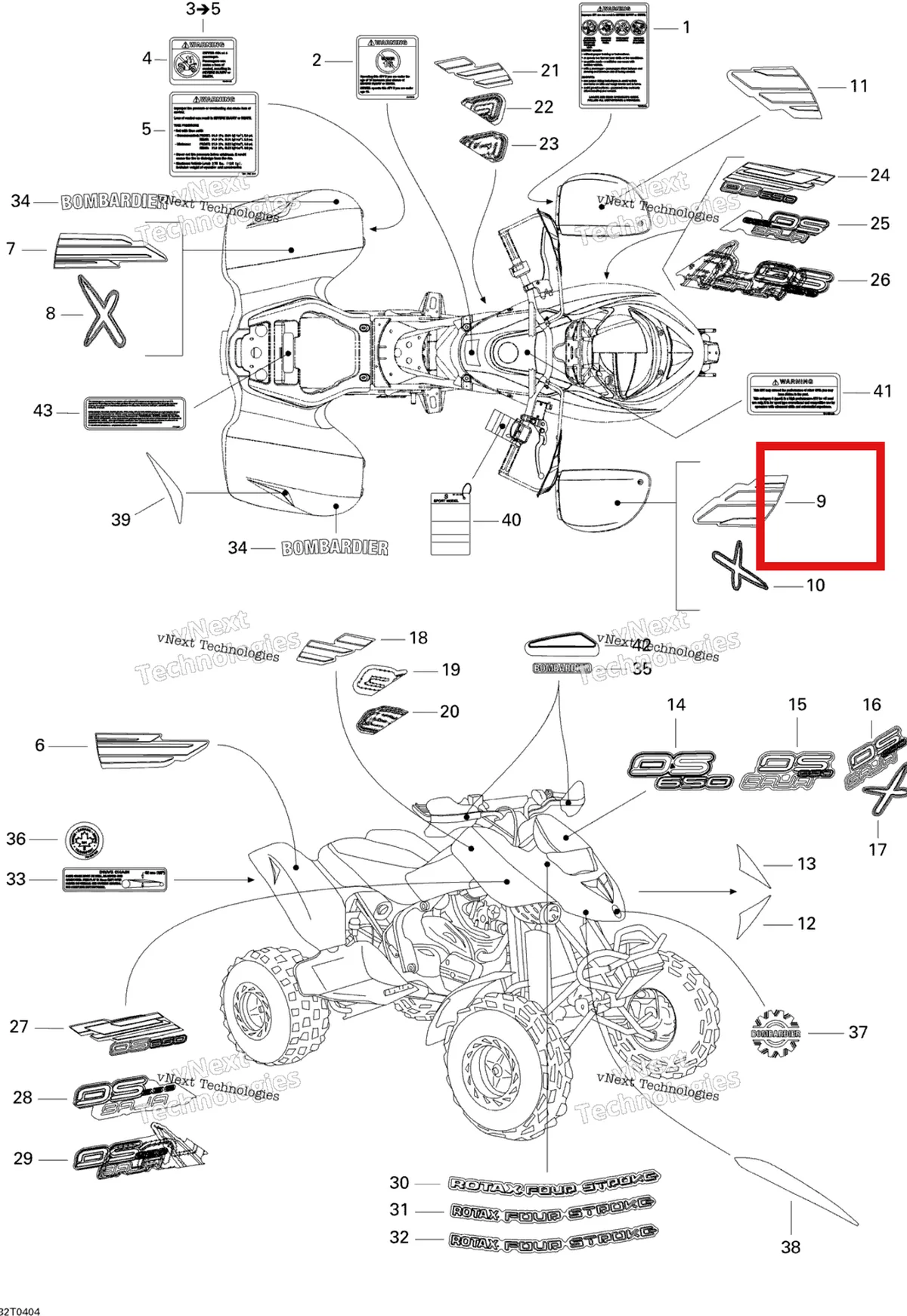 Деталь 704900386 на схеме узла 2004 Can-Am DS 650/DS 650 Baja/X Decals
