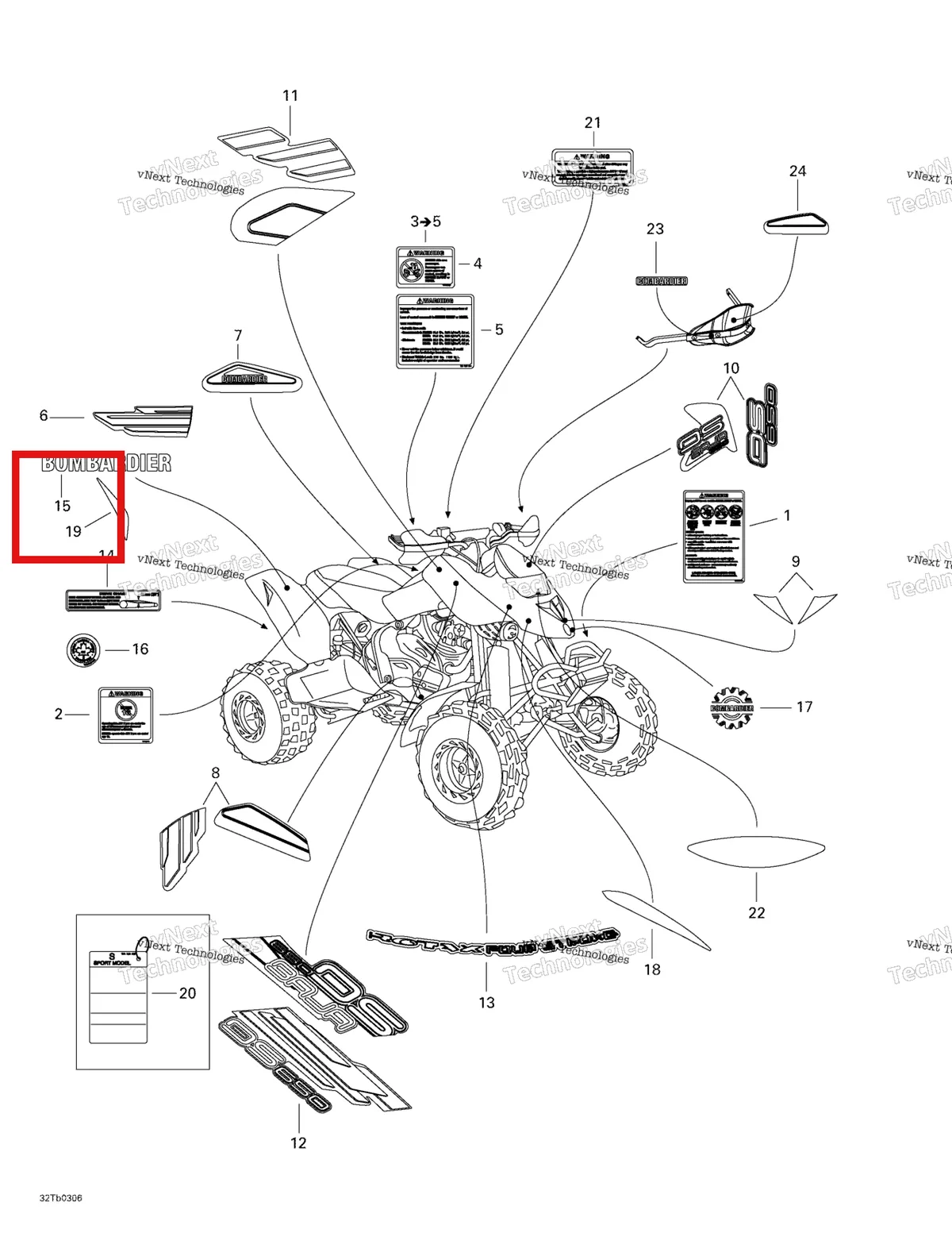 Деталь 704900396 на схеме узла 2003 Can-Am DS 650 Baja Decals