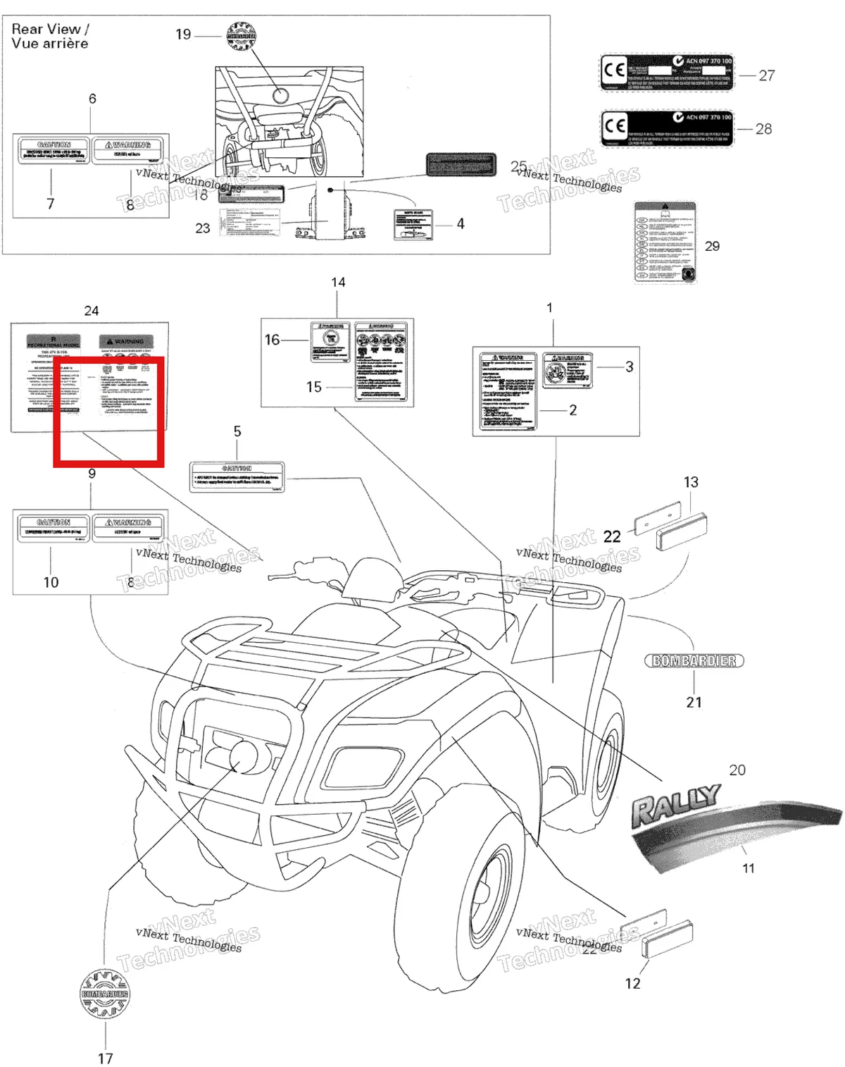 Деталь 704900407 на схеме узла 2006 Can-Am Rally 175 Decals