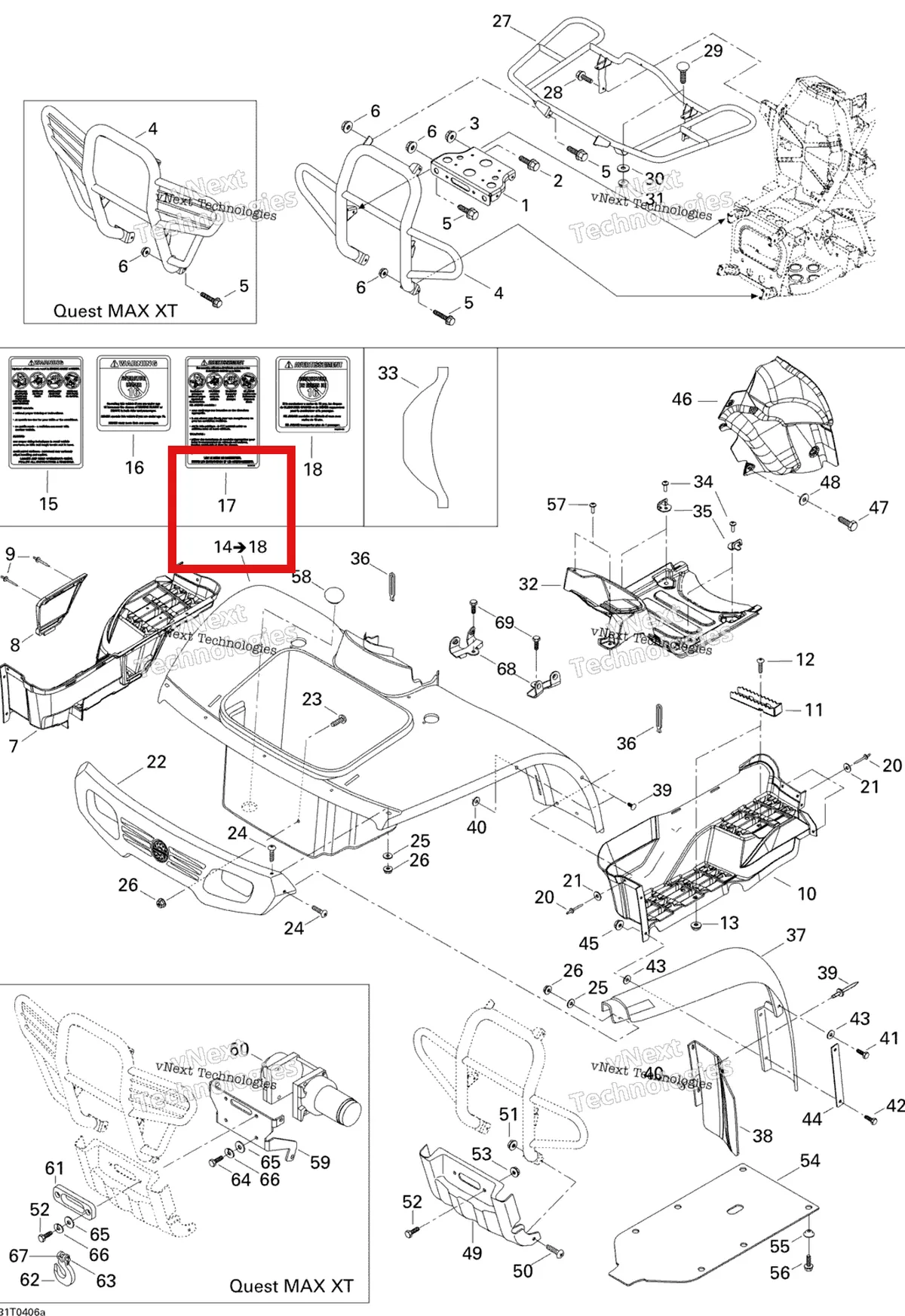 Деталь 704900435 на схеме узла 2004 Can-Am Quest MAX Body And Accessories, Front View