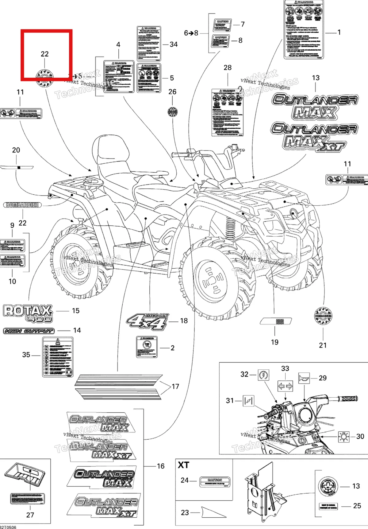Деталь 704900453 на схеме узла 2005 Can-Am Outlander MAX 400 Decals