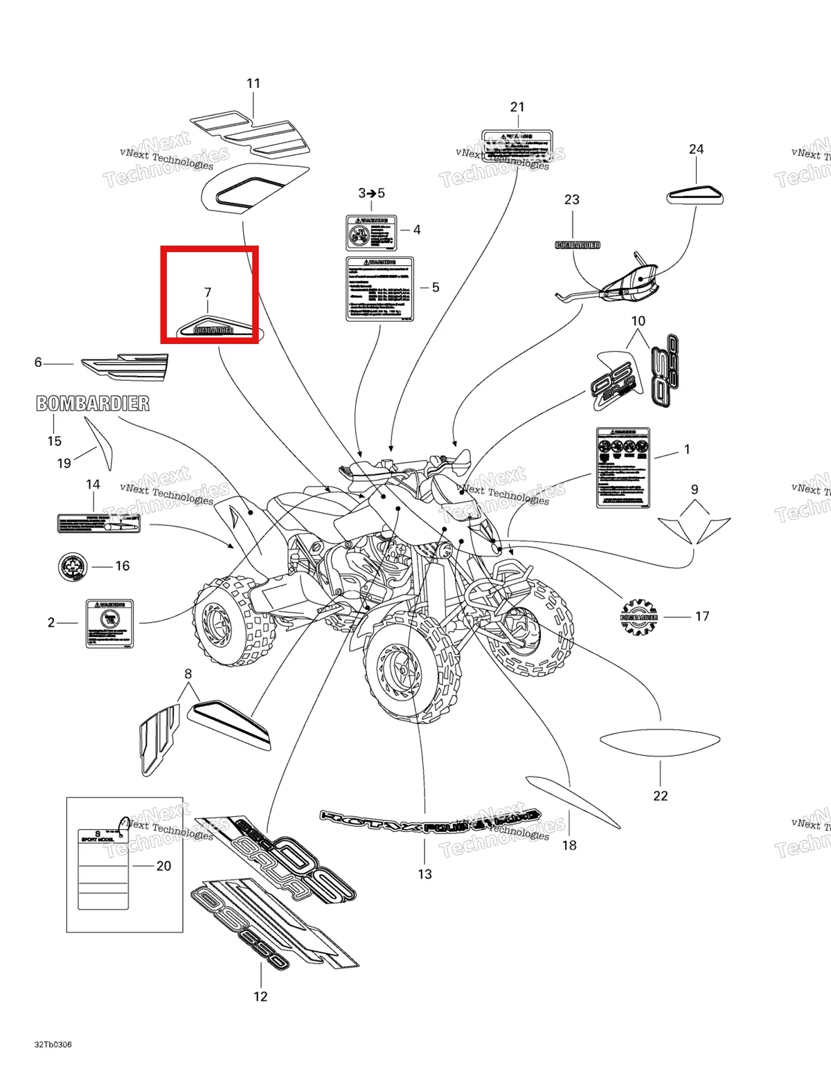 Деталь 704900460 на схеме узла 2003 Can-Am DS 650 Baja Decals