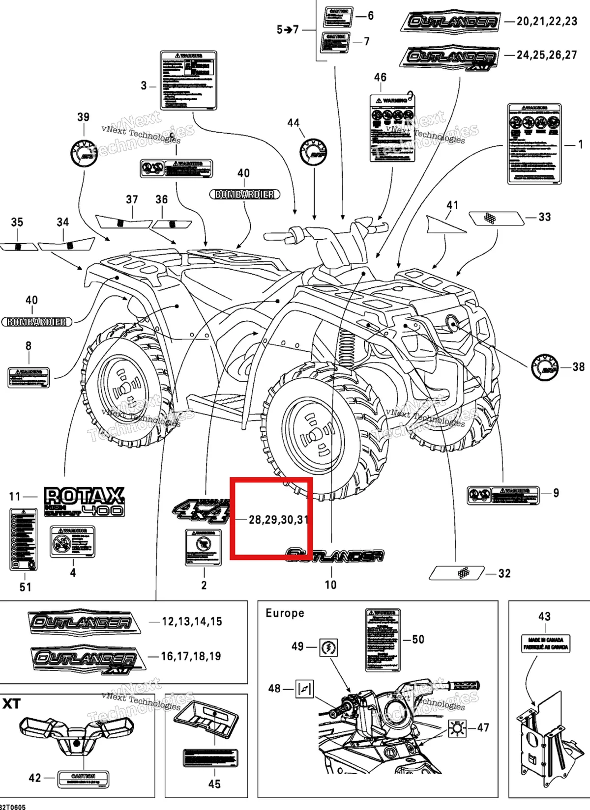Деталь 704900492 на схеме узла 2006 Can-Am Outlander 400 STD 4 X 4 Decals Std