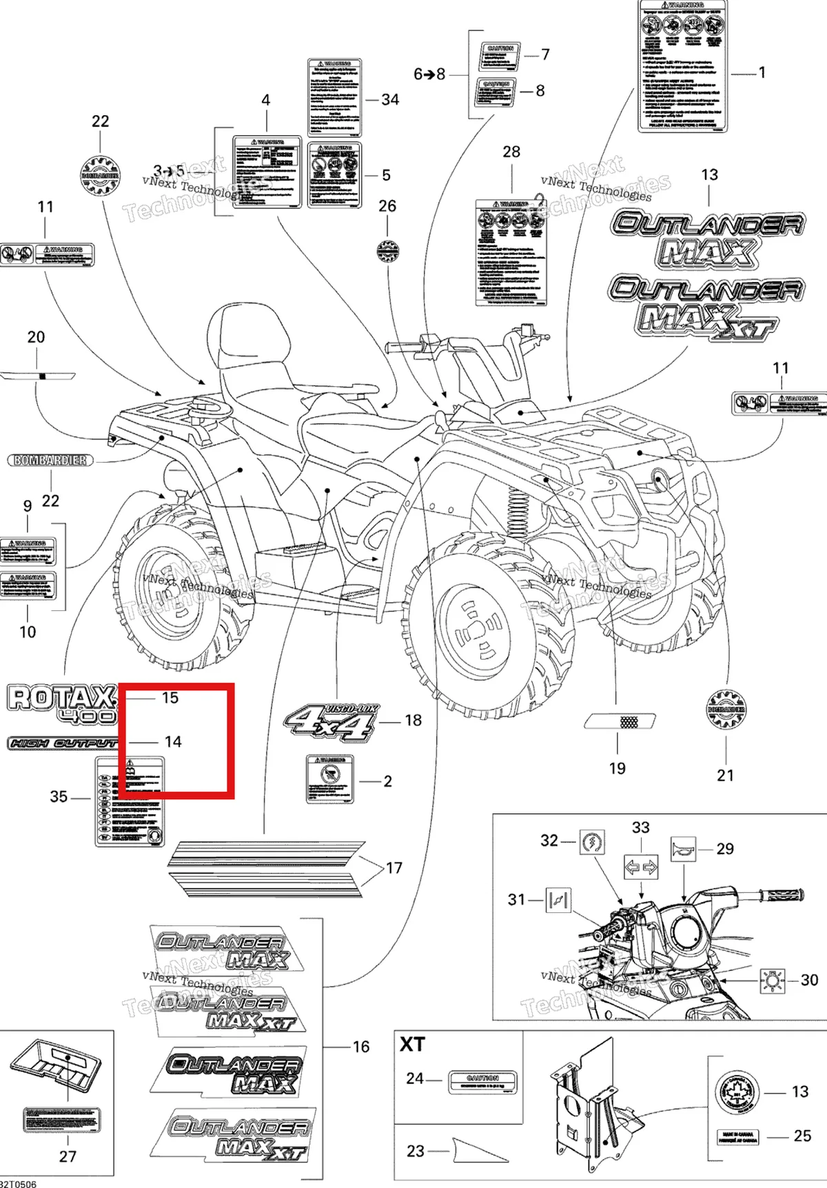 Деталь 704900520 на схеме узла 2005 Can-Am Outlander MAX 400 Decals