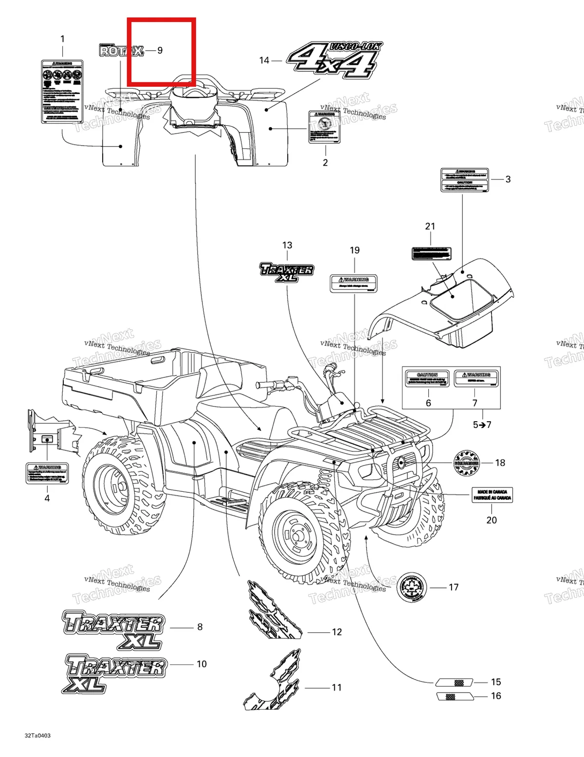 Деталь 704900527 на схеме узла 2004 Can-Am Traxter XL Frame And Body