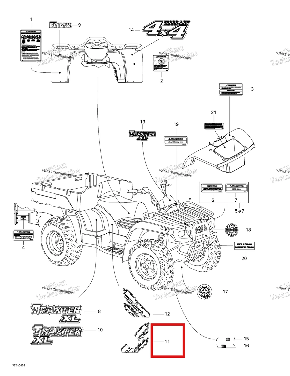 Деталь 704900530 на схеме узла 2004 Can-Am Traxter XL Frame And Body