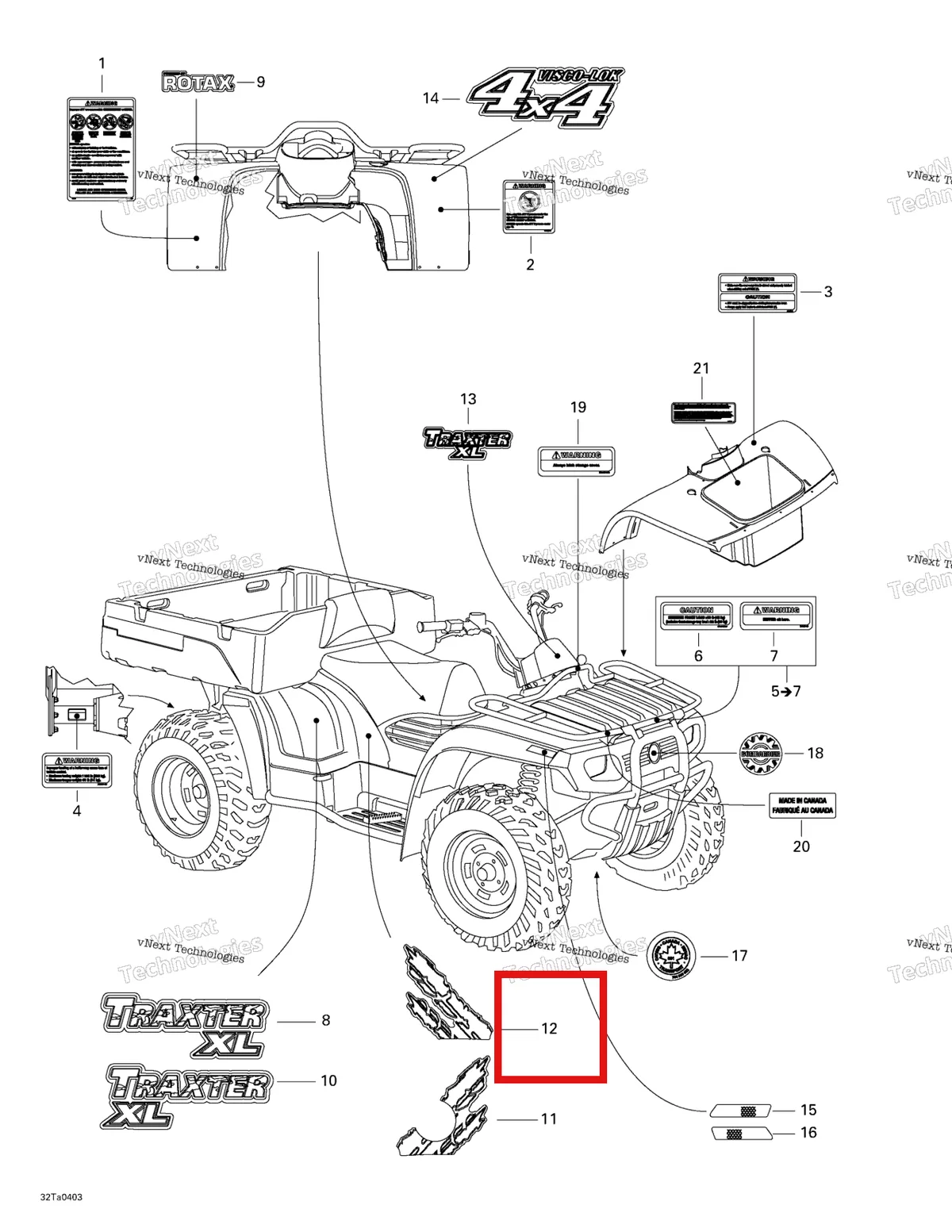 Деталь 704900537 на схеме узла 2004 Can-Am Traxter XL Frame And Body