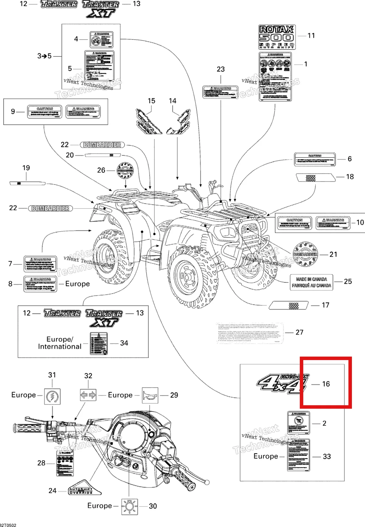 Деталь 704900544 на схеме узла 2005 Can-Am Traxter 5 Speed Decals