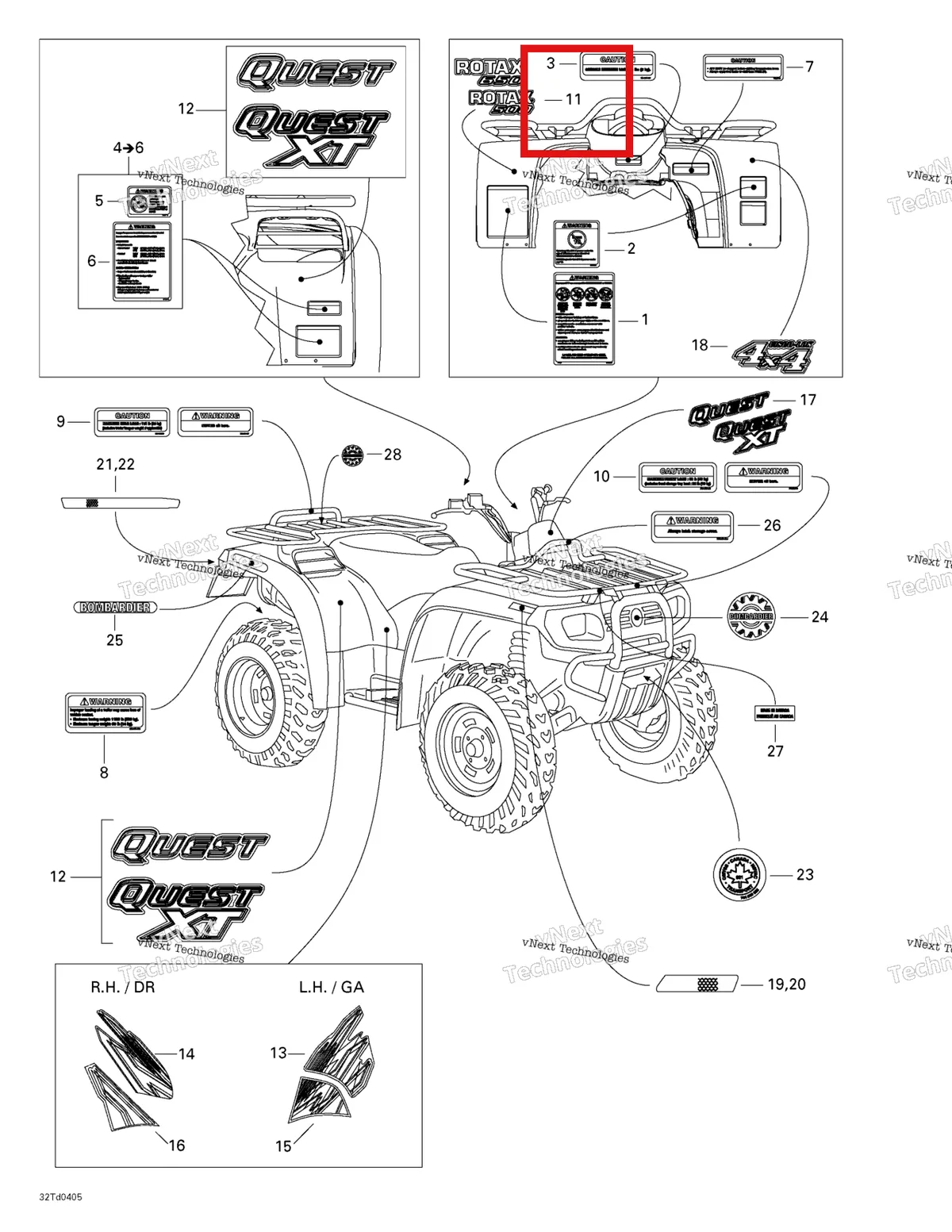 Деталь 704900547 на схеме узла 2004 Can-Am Quest STD Frame And Body