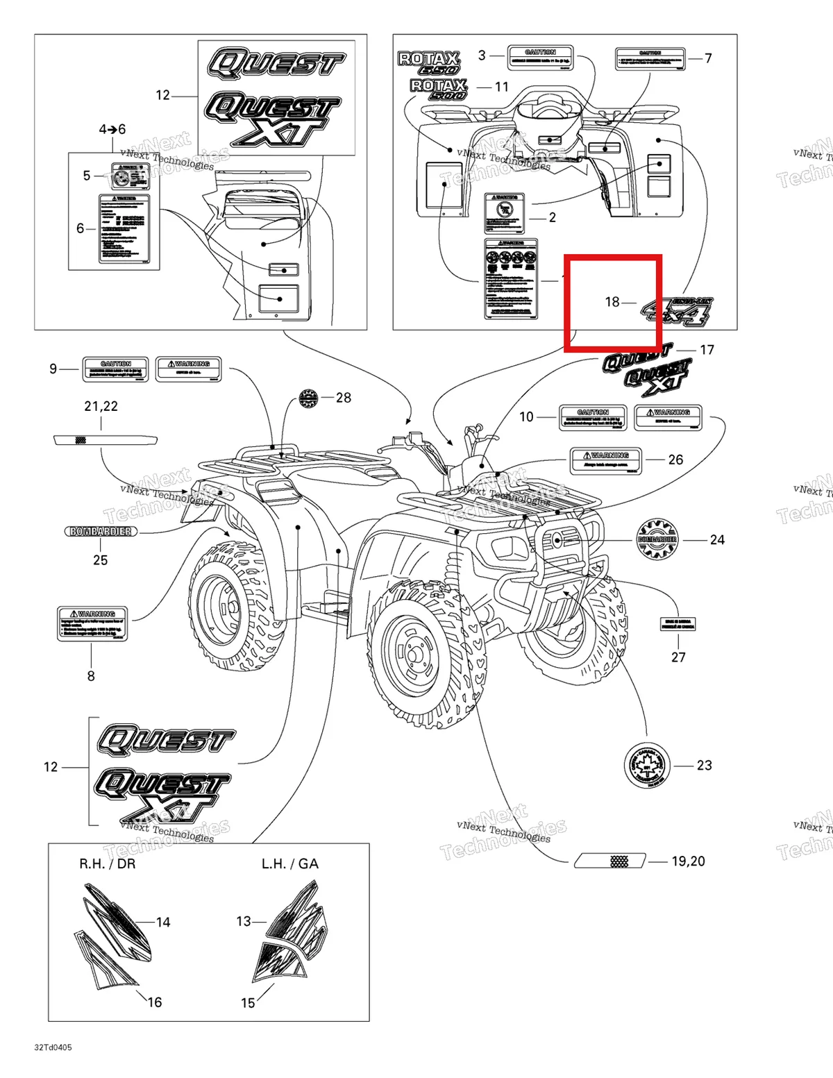 Деталь 704900583 на схеме узла 2004 Can-Am Quest STD Frame And Body