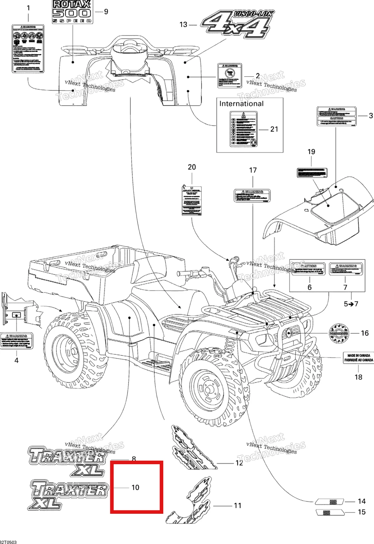 Деталь 704900587 на схеме узла 2005 Can-Am Traxter XL Decals
