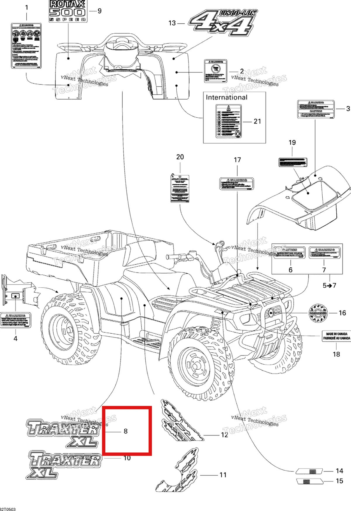Деталь 704900588 на схеме узла 2005 Can-Am Traxter XL Decals