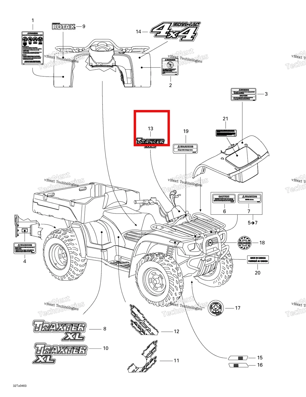 Деталь 704900589 на схеме узла 2004 Can-Am Traxter XL Frame And Body