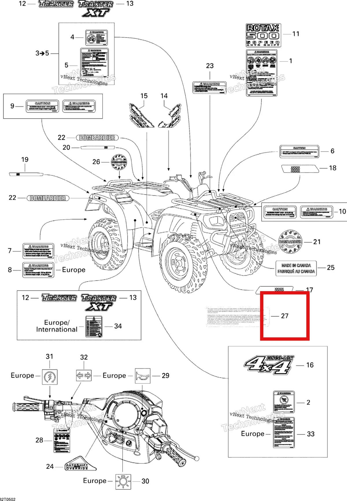 Деталь 704900597 на схеме узла 2005 Can-Am Traxter 5 Speed Decals