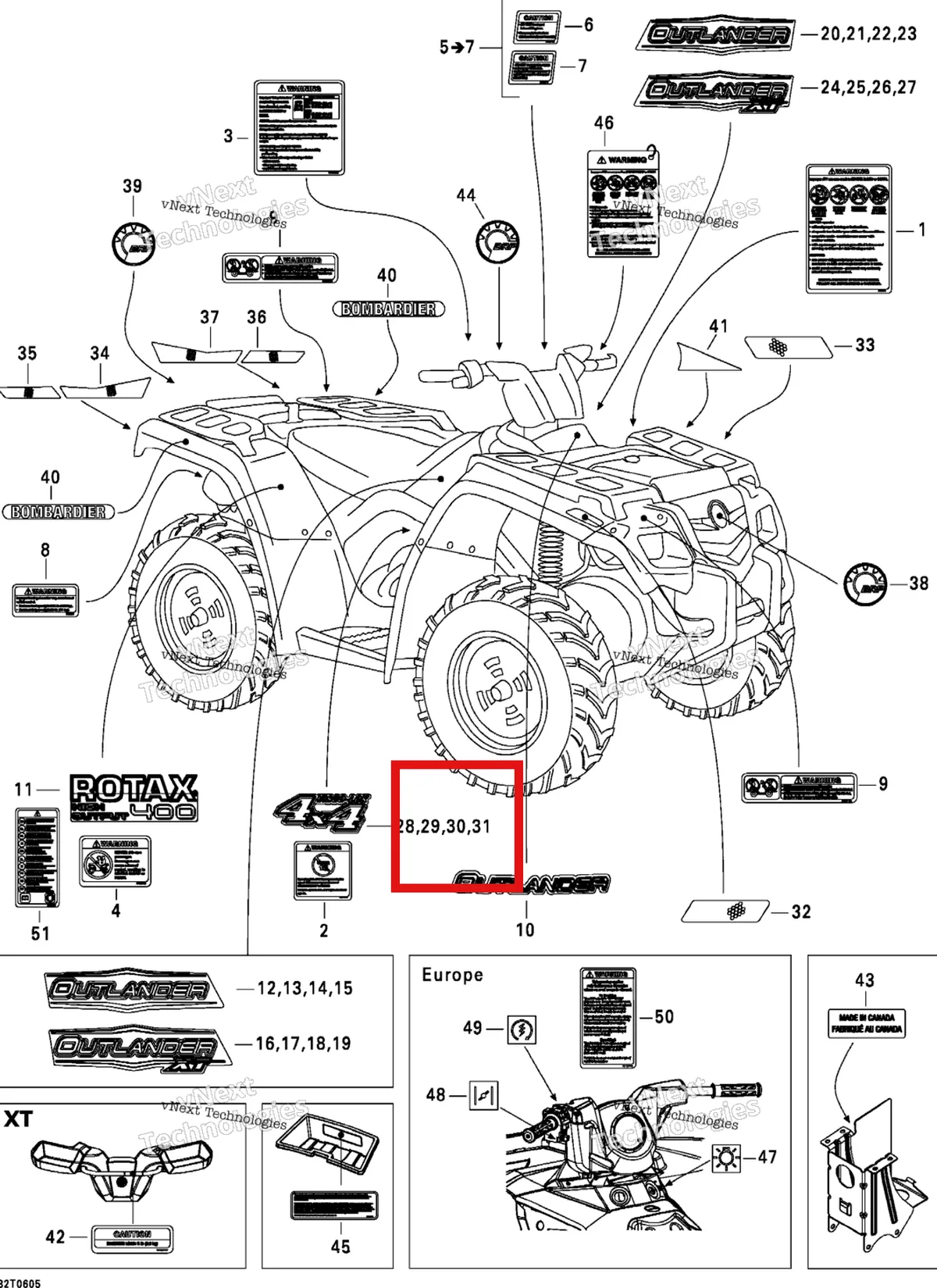 Деталь 704900603 на схеме узла 2006 Can-Am Outlander 400 STD 4 X 4 Decals Std