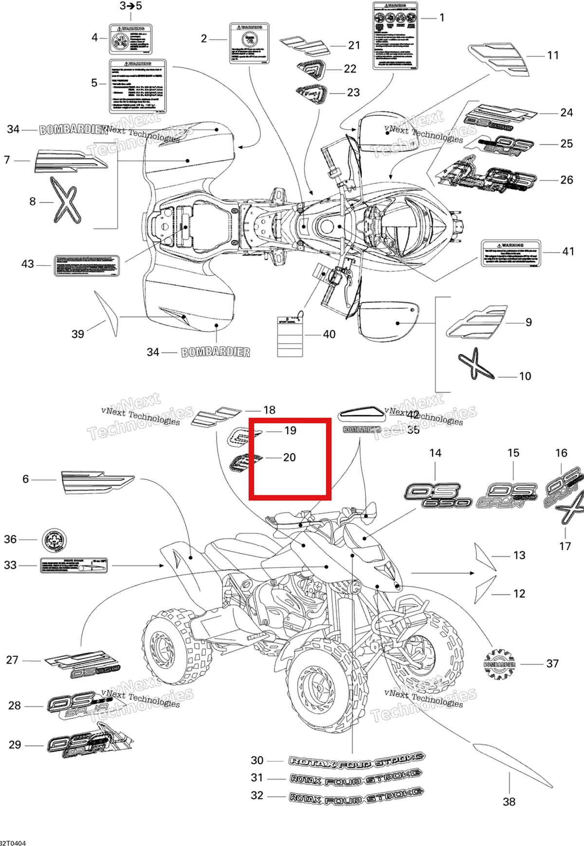 Деталь 704900639 на схеме узла 2004 Can-Am DS 650/DS 650 Baja/X Decals